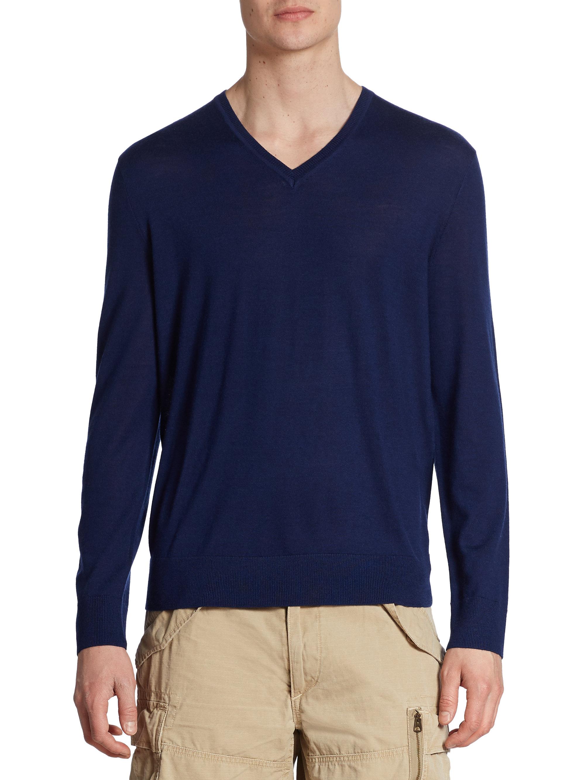 Lyst - Polo Ralph Lauren Extra-fine Merino Wool, Silk & Cashmere V-neck ...