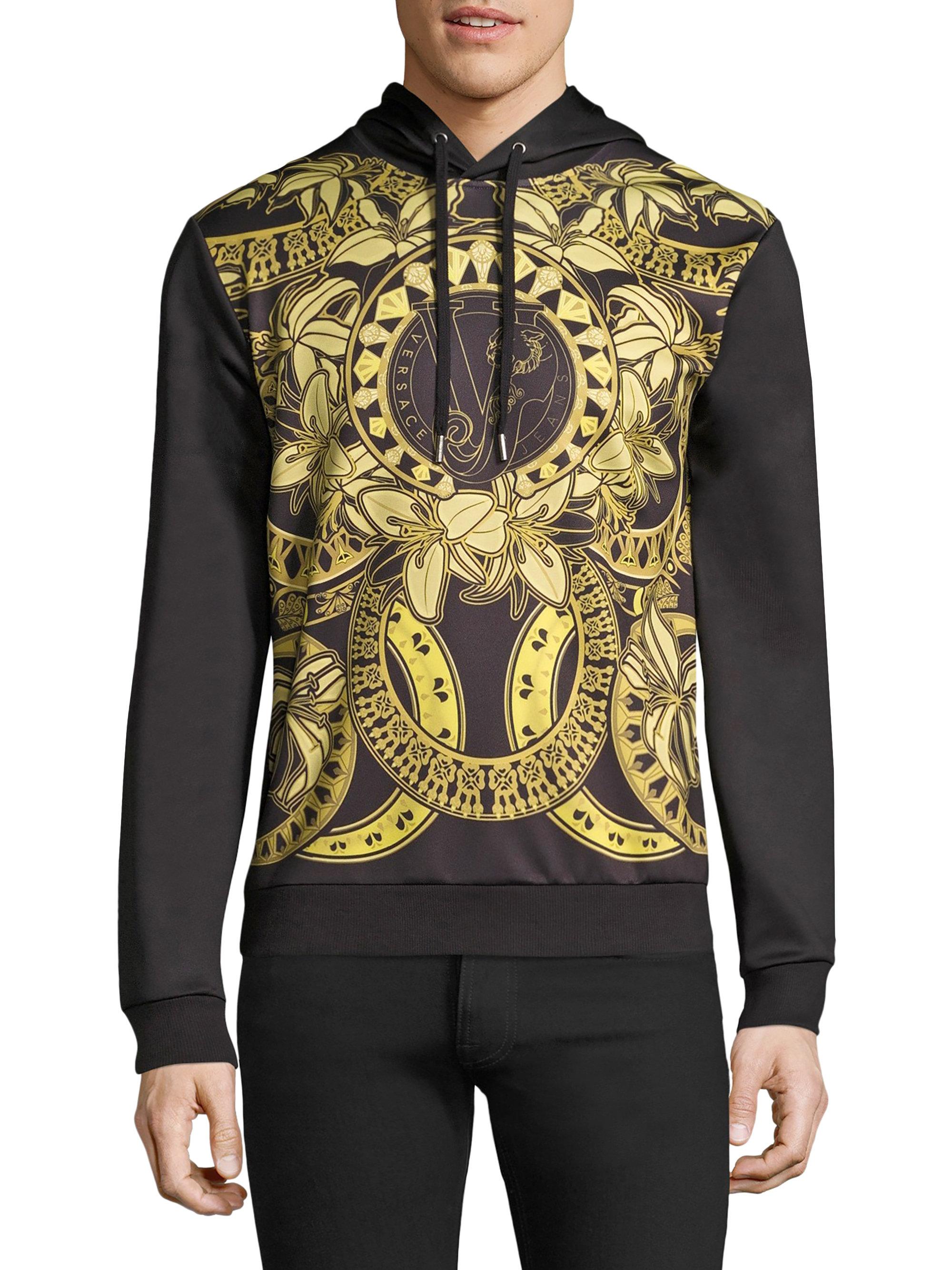 Lyst - Versace Jeans Gold Chain Nero Hooded Sweatshirt in Black for Men