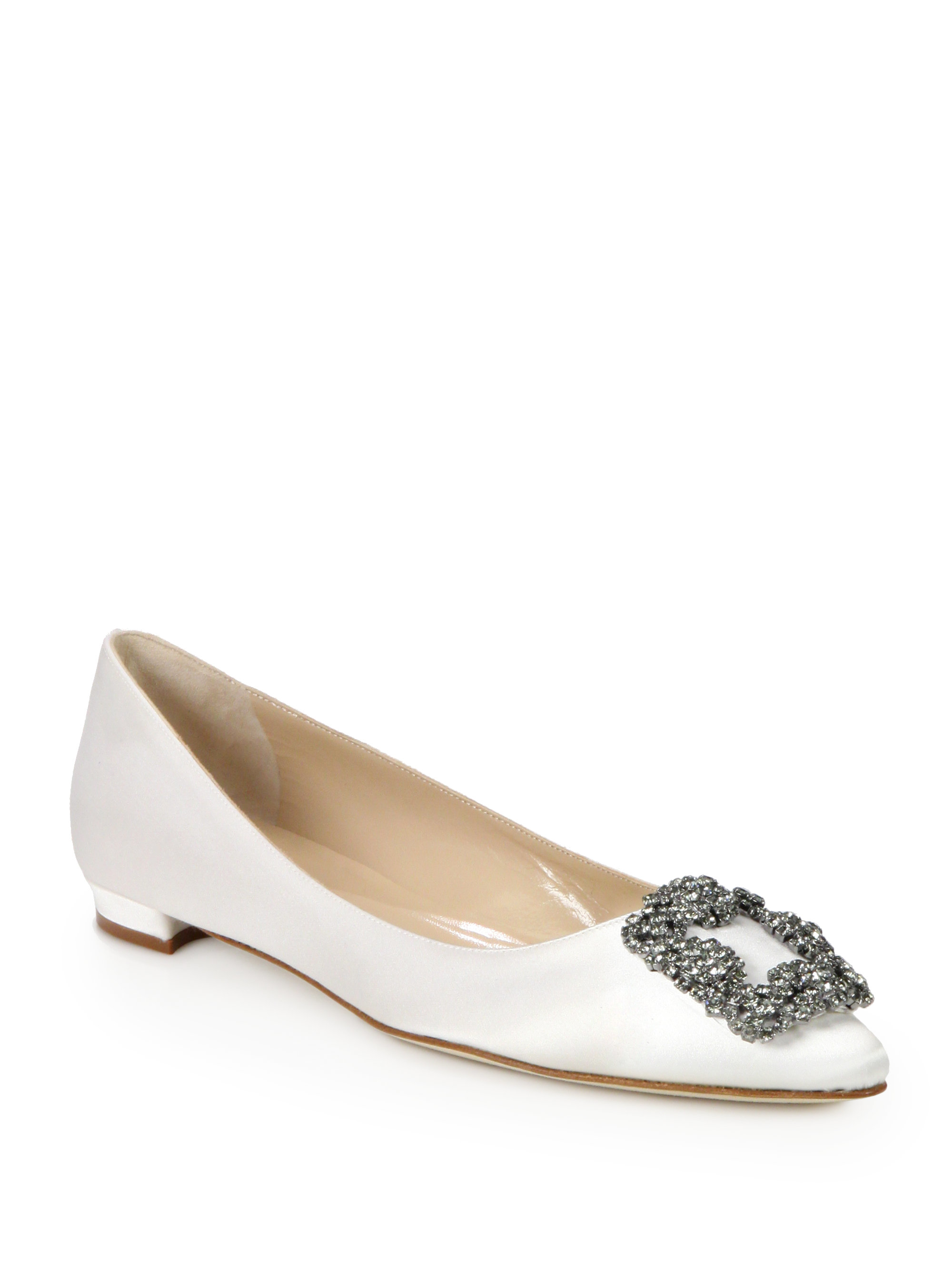 manolo blahnik white satin