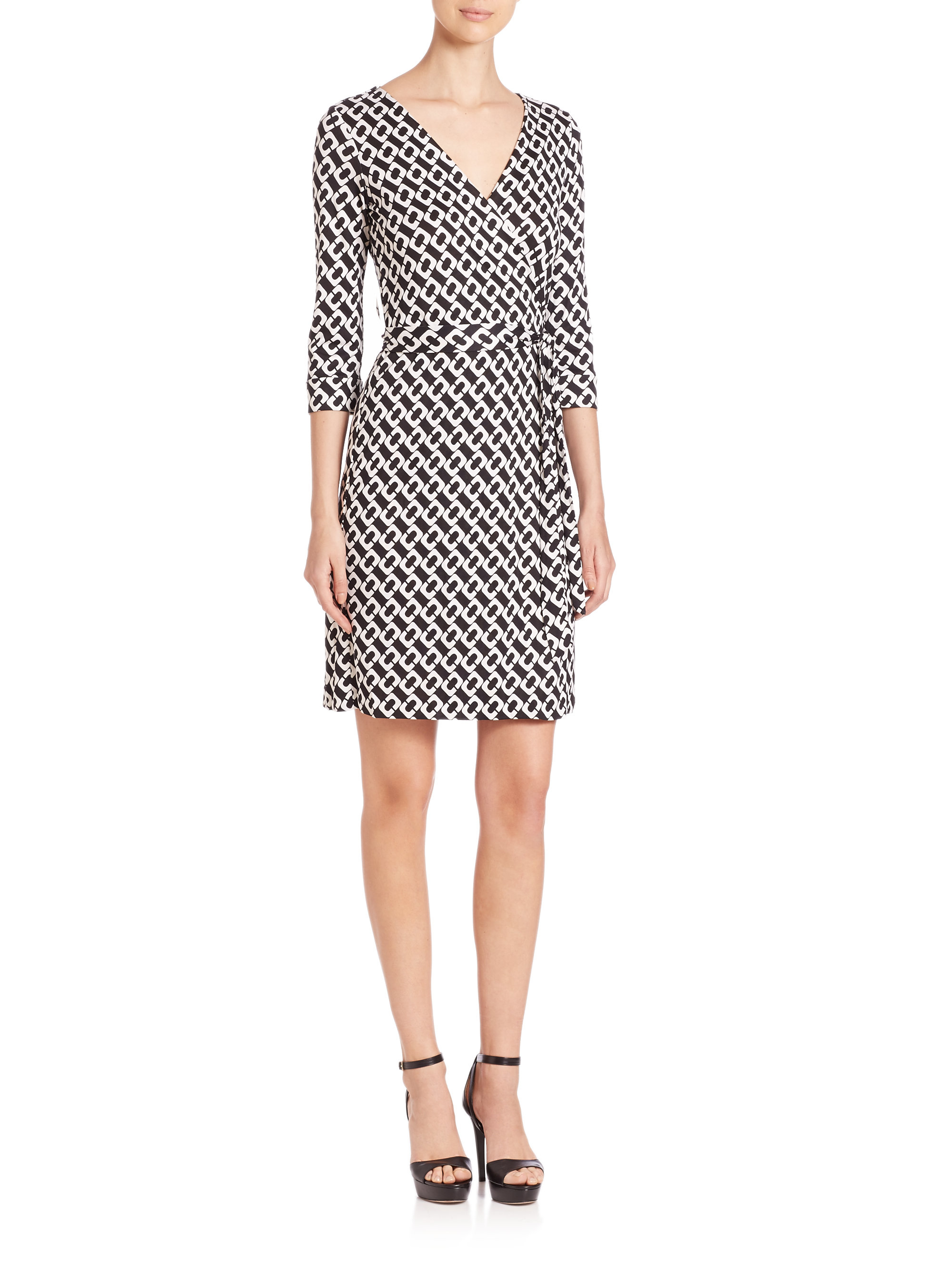 Diane von furstenberg Chain-Link Silk-Jersey Wrap Dress | Lyst