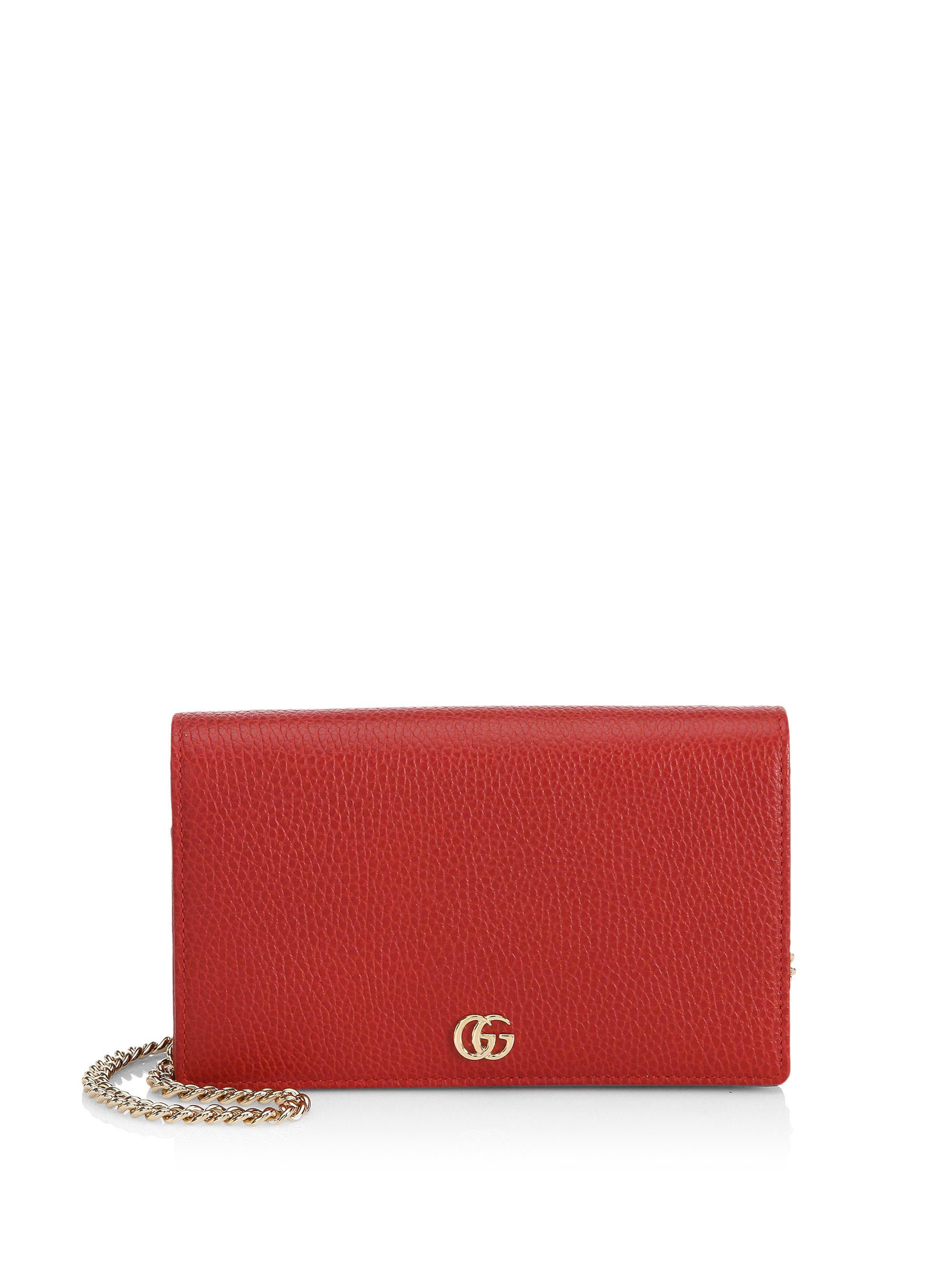 Lyst - Gucci Petite Marmont Wallet On Chain in Red