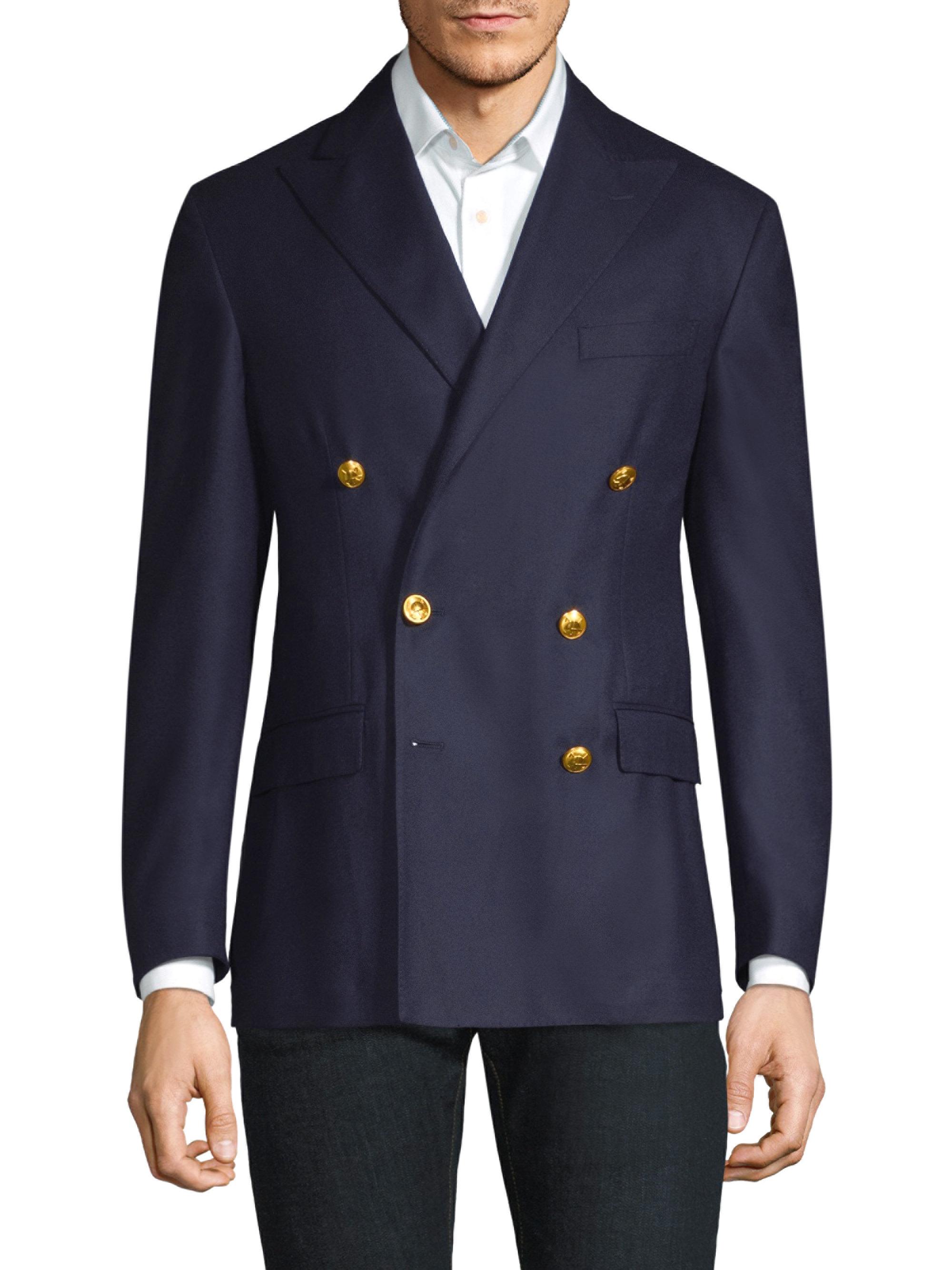 Polo Ralph Lauren Doeskin Wool Double Breasted Blazer in Navy (Blue ...