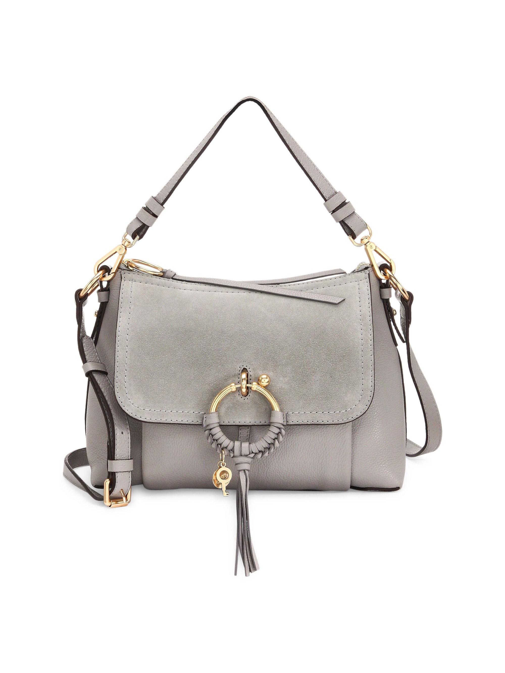 Lyst - See By Chloé Small Joan Leather Shoulder Bag in Gray