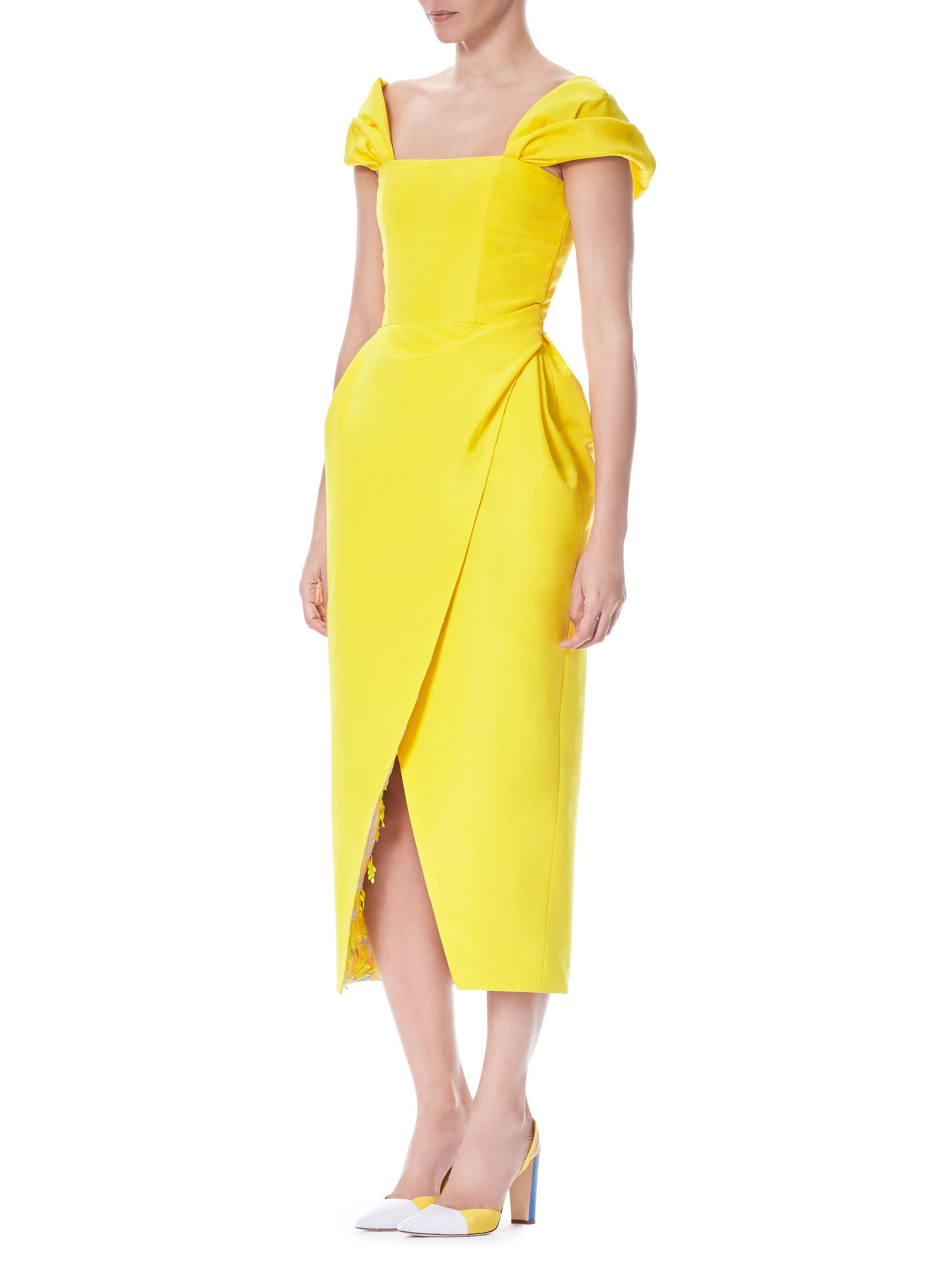 Carolina Herrera Off-the-shoulder Cocktail Sheath Dress in Yellow - Lyst