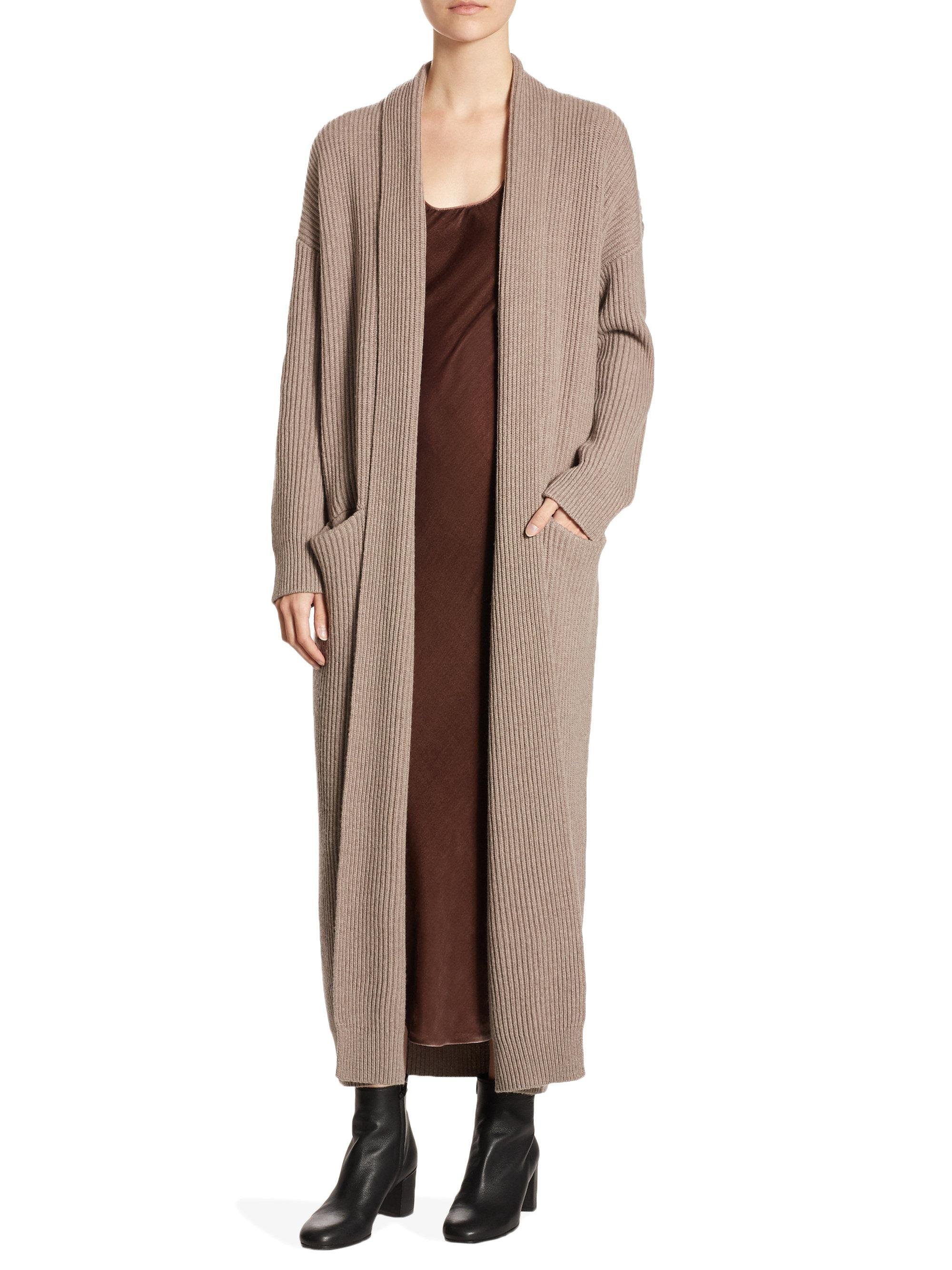 Lyst - Vince Open Front Sweater Robe in Brown