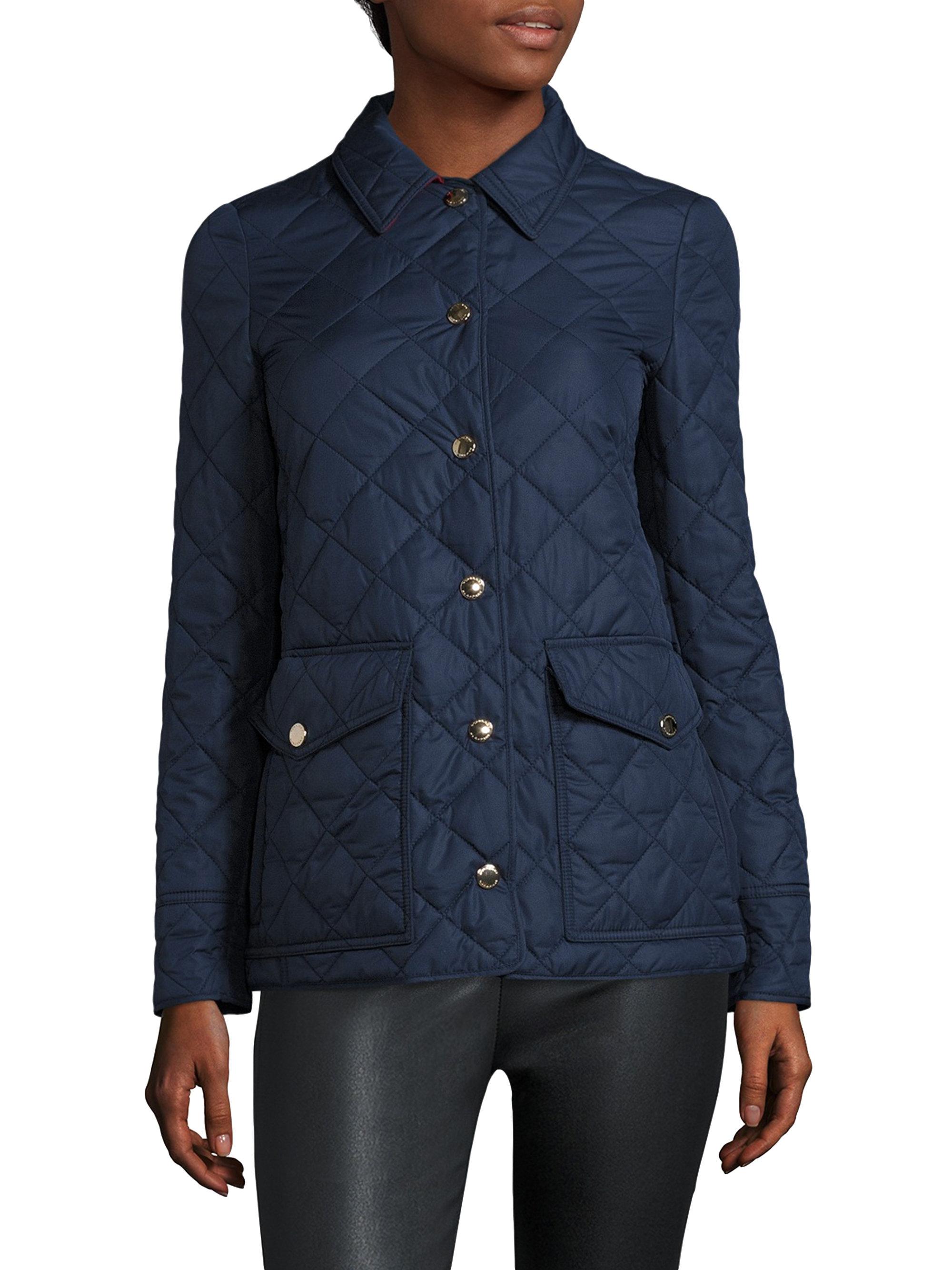 Lyst - Burberry Quilted Snap Button Jacket in Blue