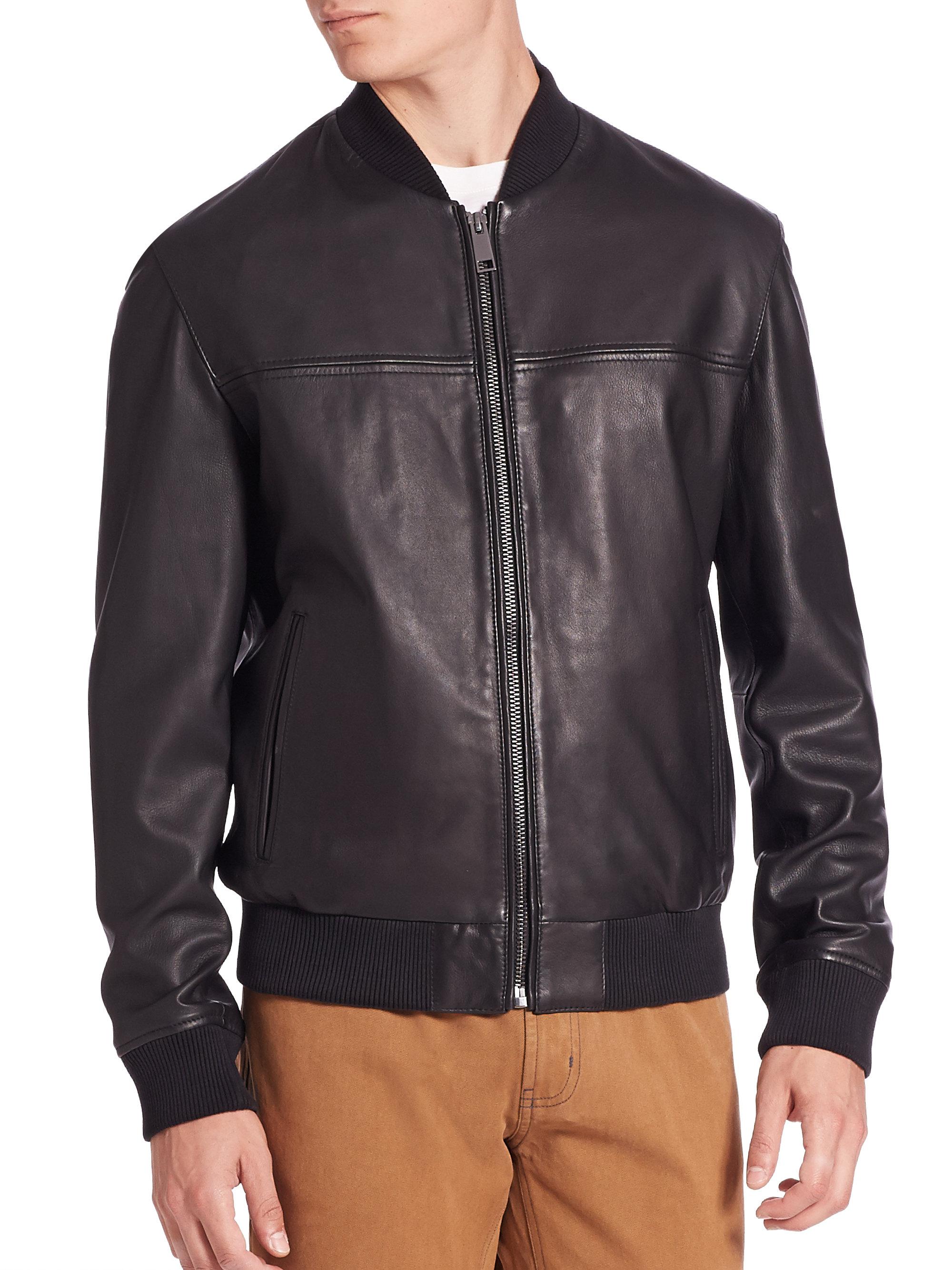 Lyst - Saks fifth avenue Modern Zip-front Leather Bomber Jacket in ...