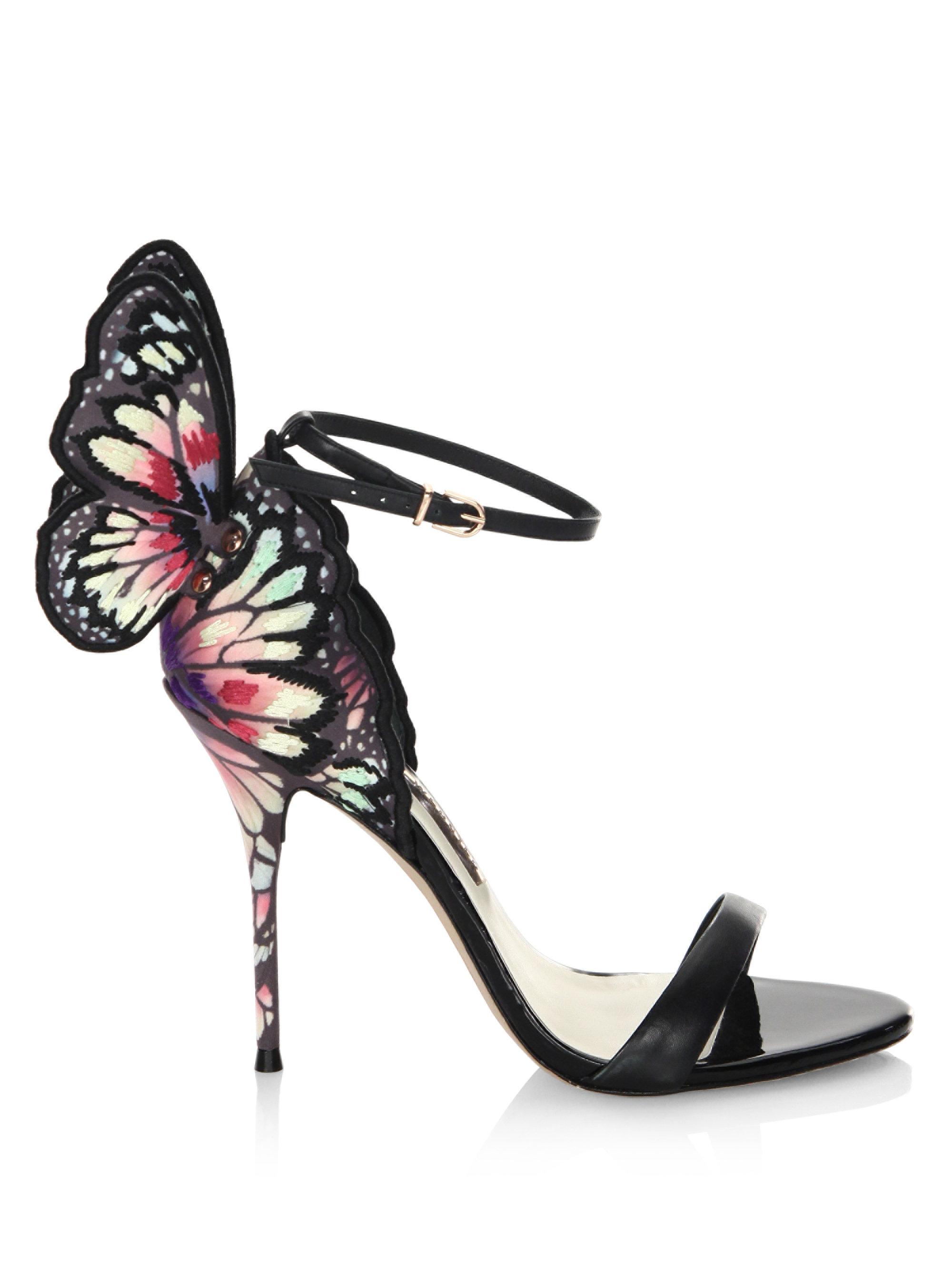 Sophia Webster Chiara Butterfly-embroidered Leather Sandals in Black - Lyst