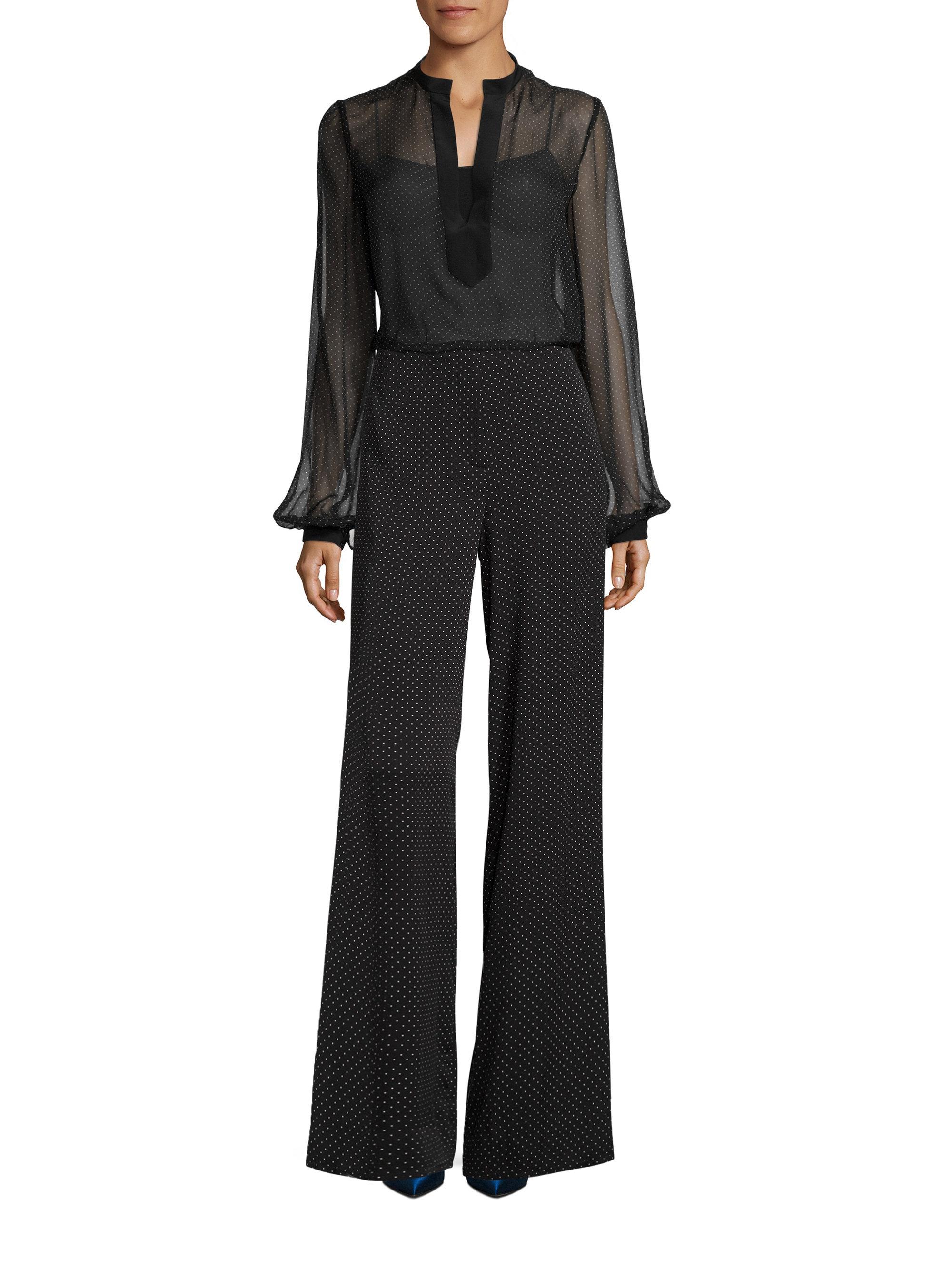 Lyst - Diane Von Furstenberg Wide Leg Silk-blend Pants in Black
