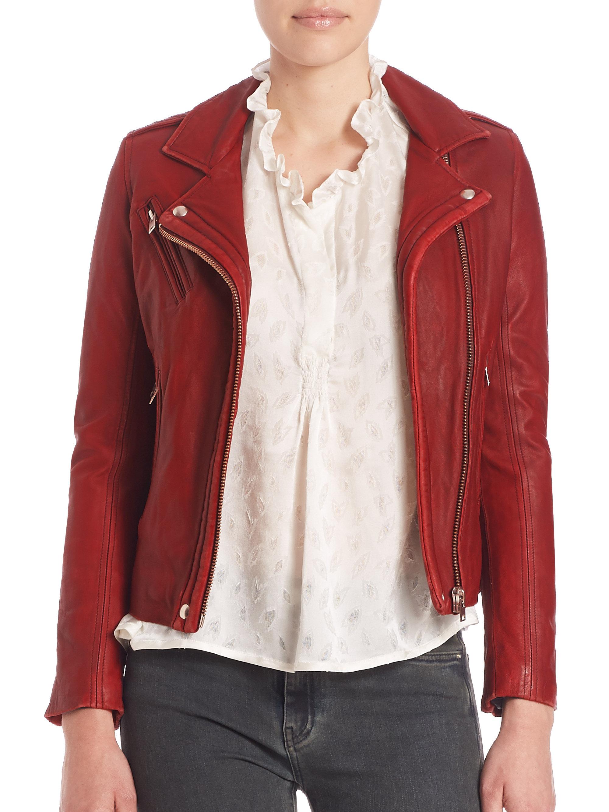 Lyst - Iro Han Leather Moto Jacket in Red