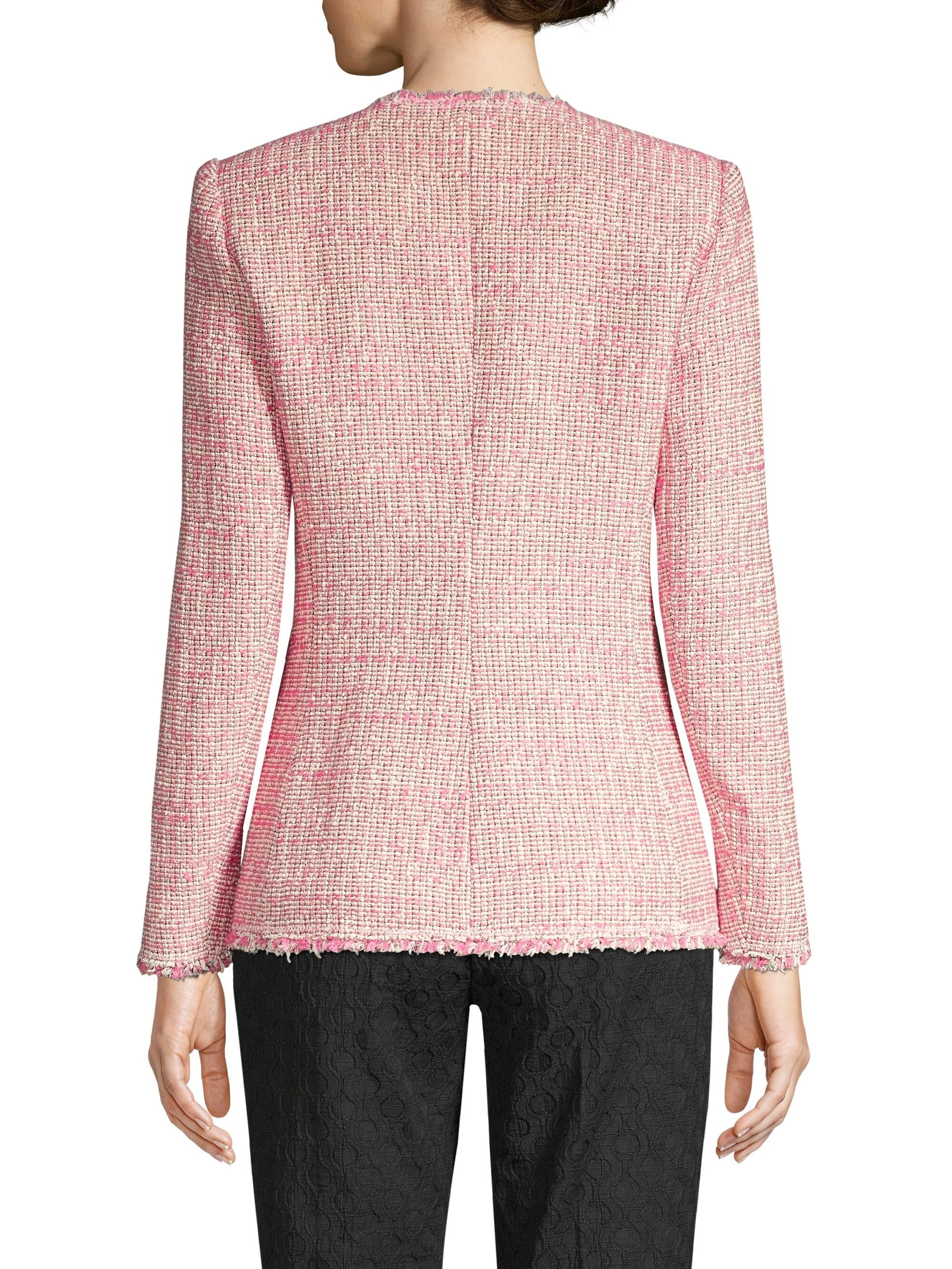 Rebecca Taylor Tonal Fringe Tweed Jacket in Pink - Lyst