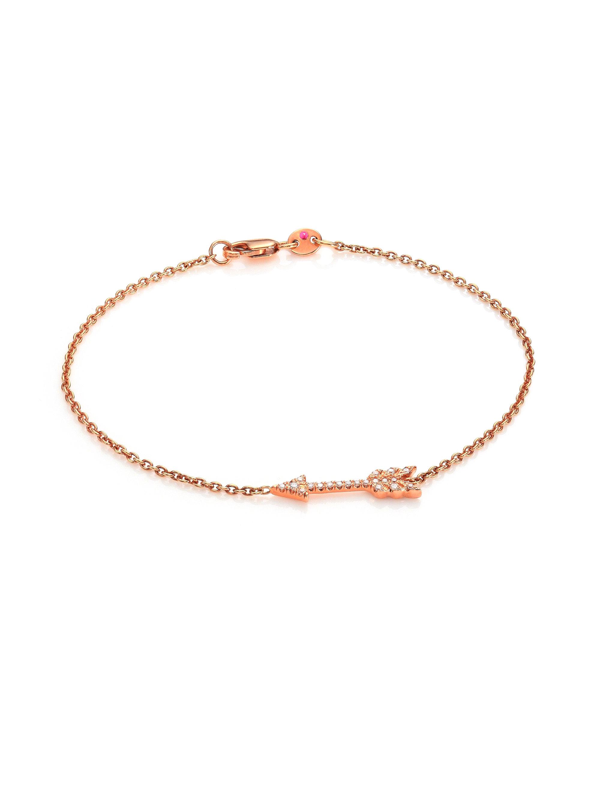 Lyst Roberto Coin Tiny Treasures Diamond 18k Rose Gold Arrow Roberto Coin Women S Pink Tiny Treasures Diamond 18k Rose Gold Arrow Bracelet