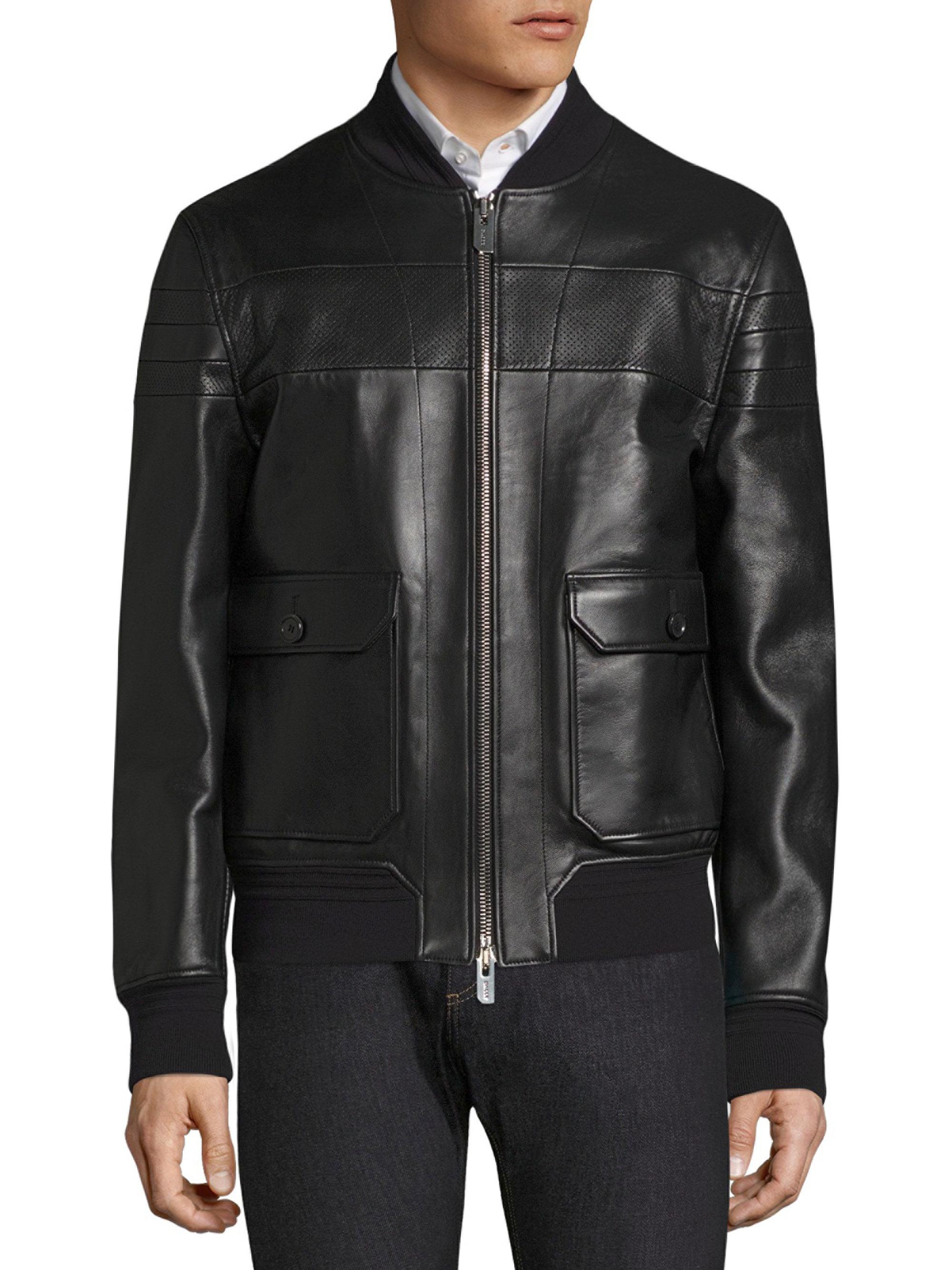 Lyst - Bally Reversible Leather Bomber Jacket in Black for Men