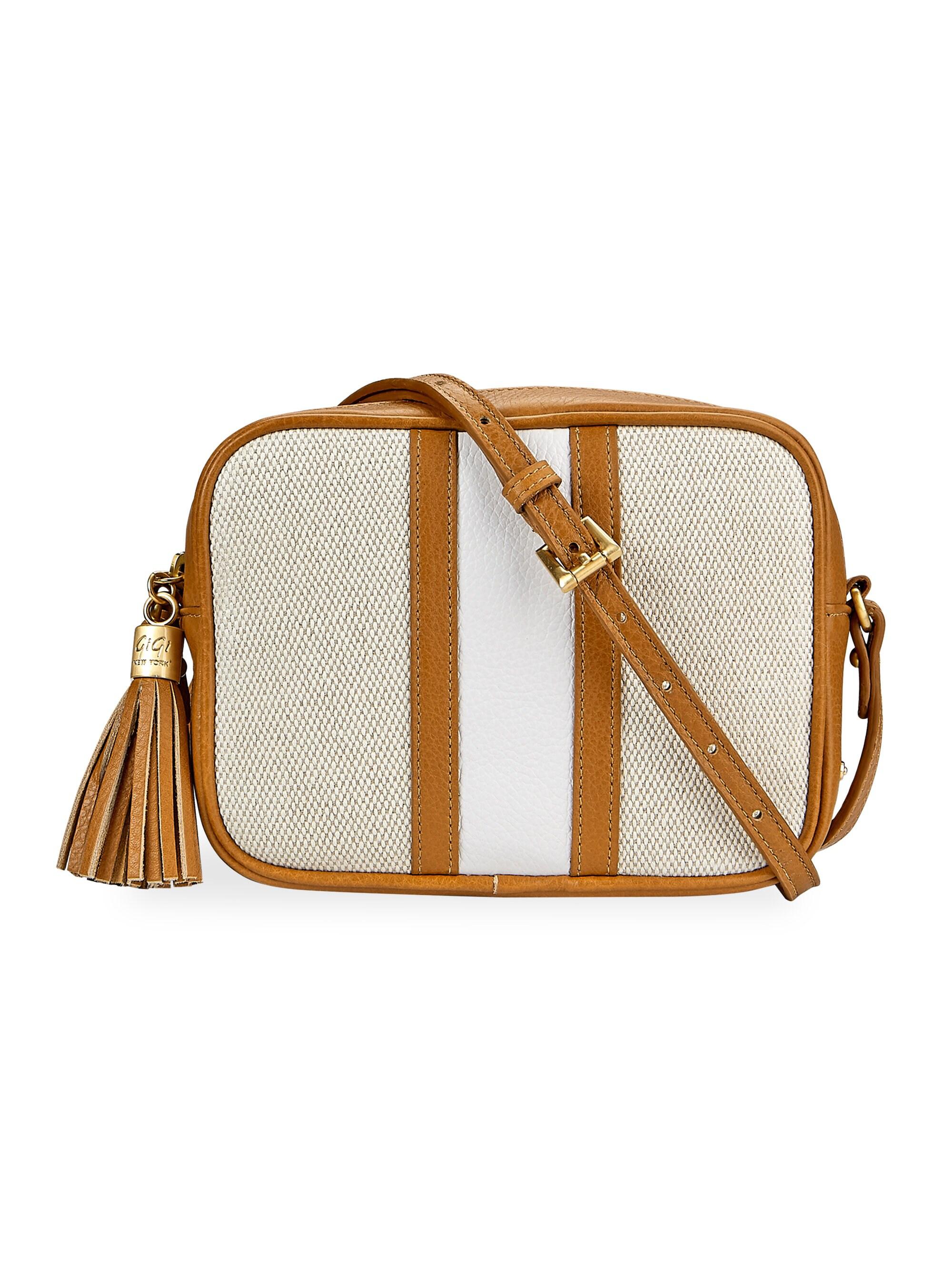Gigi New York Women&#39;s Maddie Leather & Canvas Crossbody Bag - Camel in Natural - Lyst