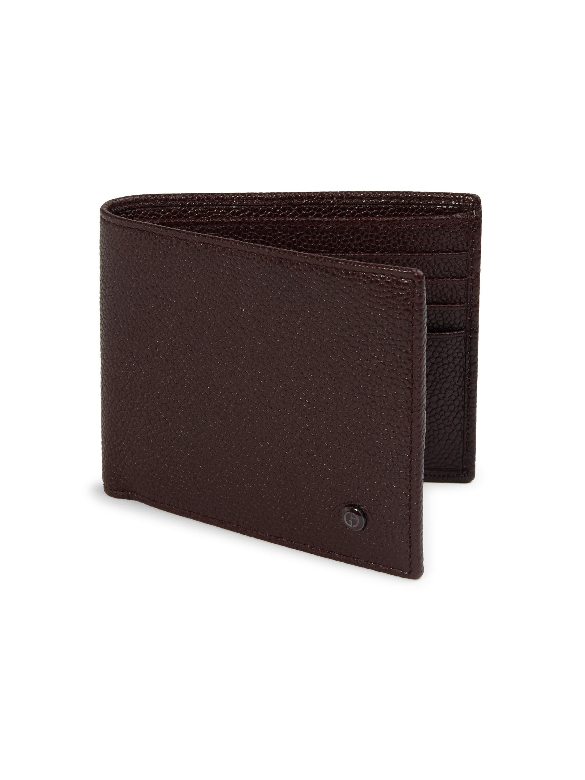 Giorgio Armani Leather Bi-fold Wallet in Brown for Men - Lyst