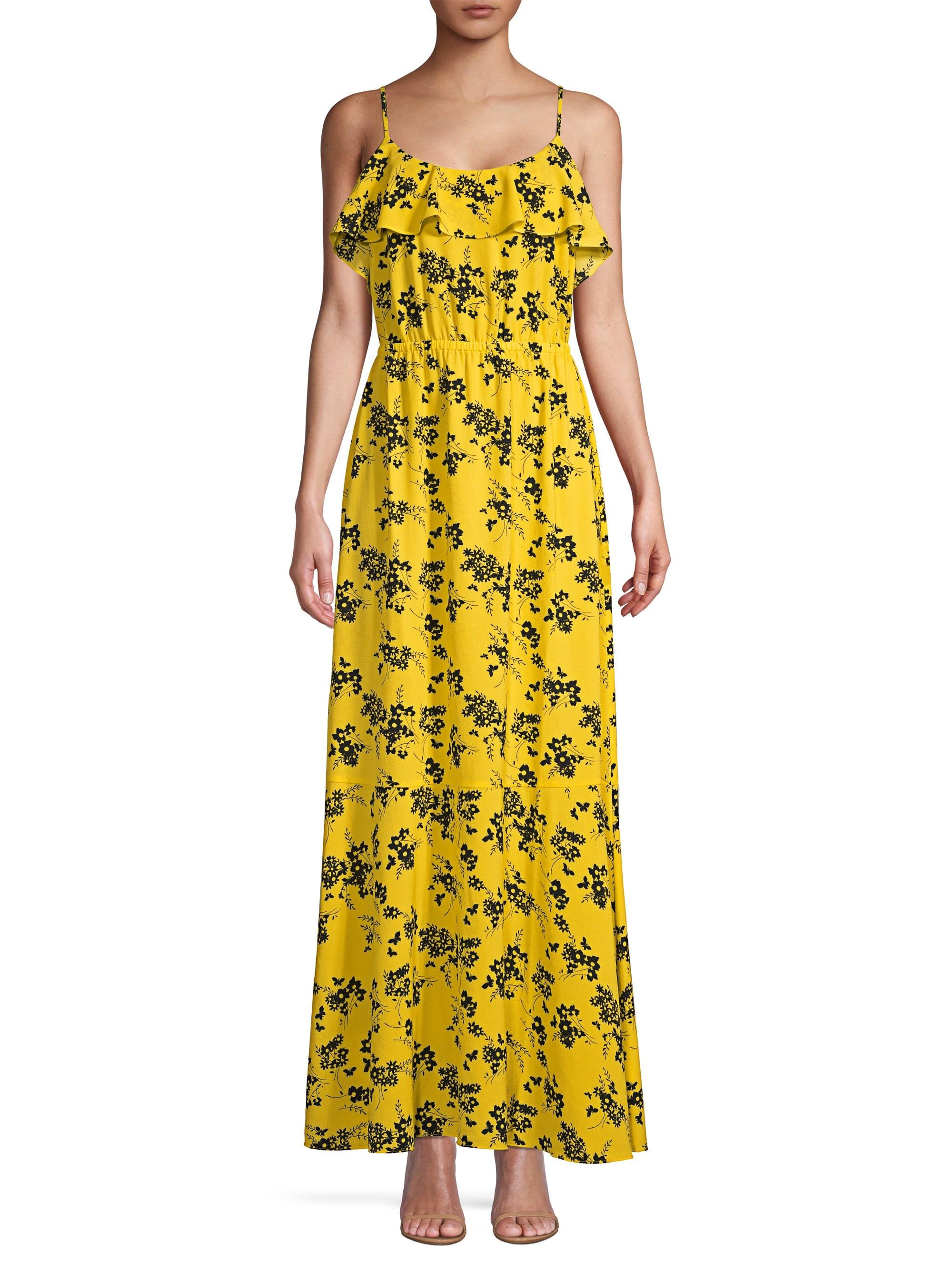 MICHAEL MICHAEL KORS Ruffle-Trimmed Midi Black / White Dress - We Select Dresses