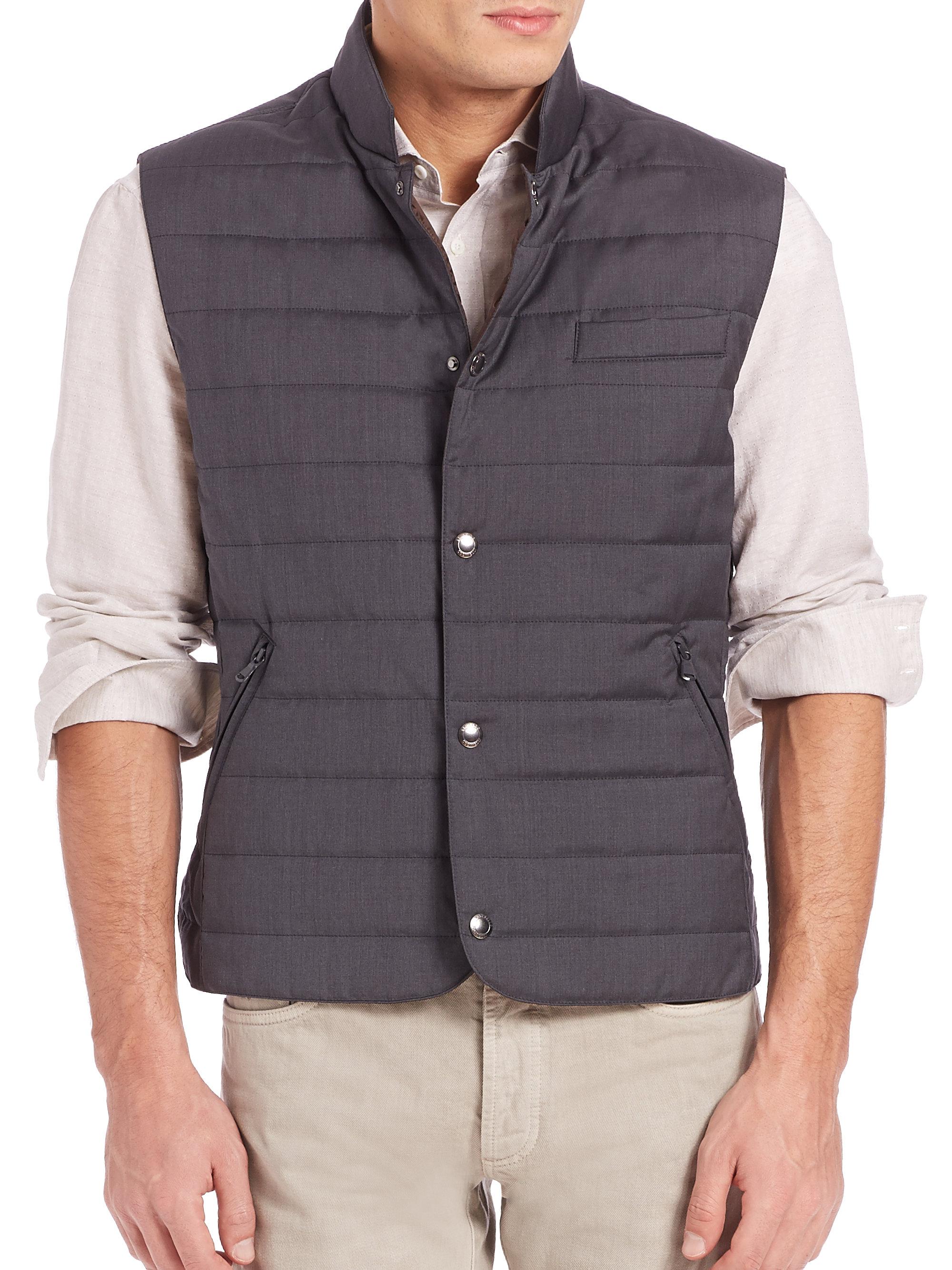 Lyst Brunello Cucinelli Quilted Vest in Gray for Men