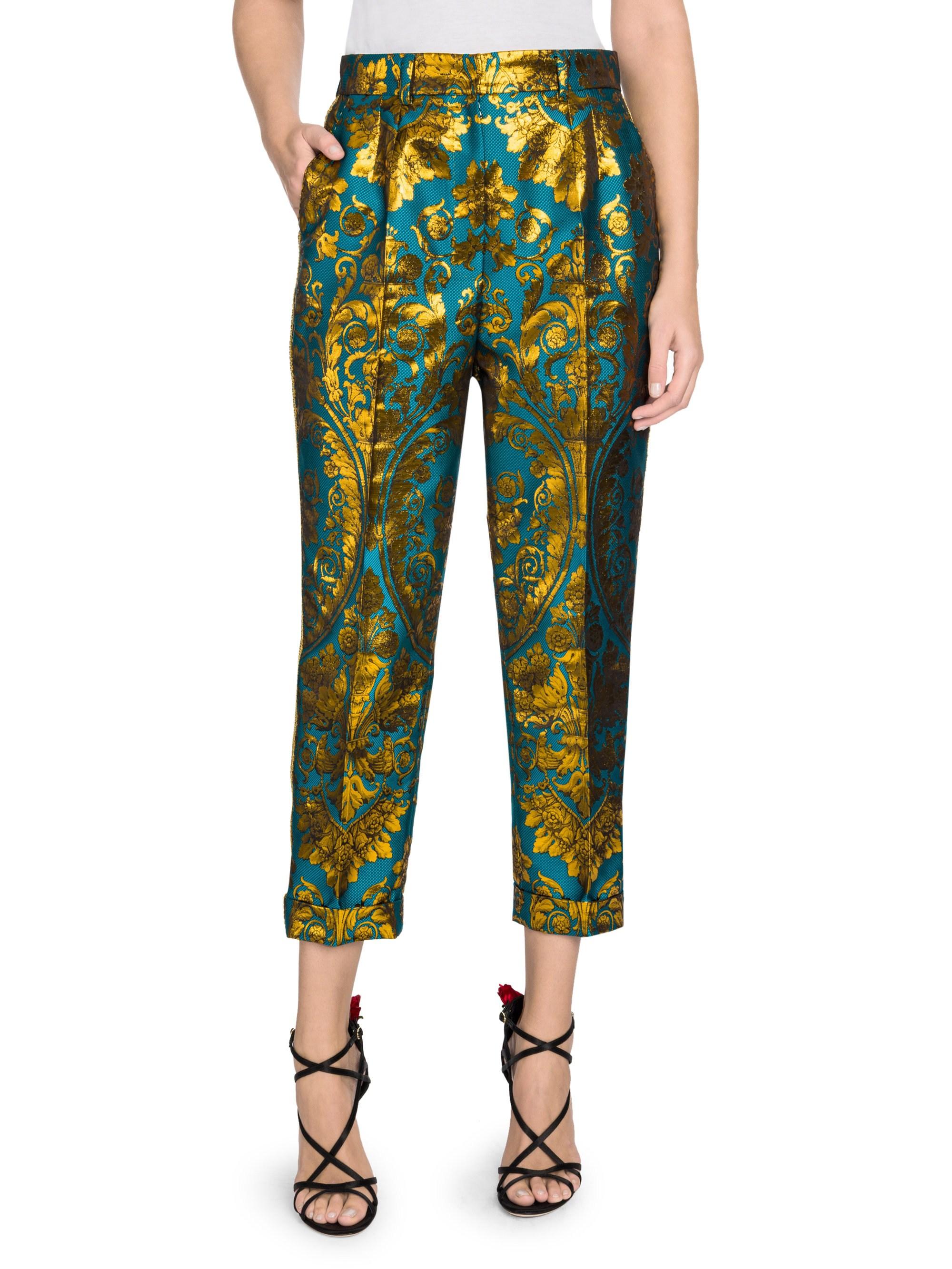 Dolce & Gabbana Women's Jacquard Metallic Floral Cropped Pants - Gold ...