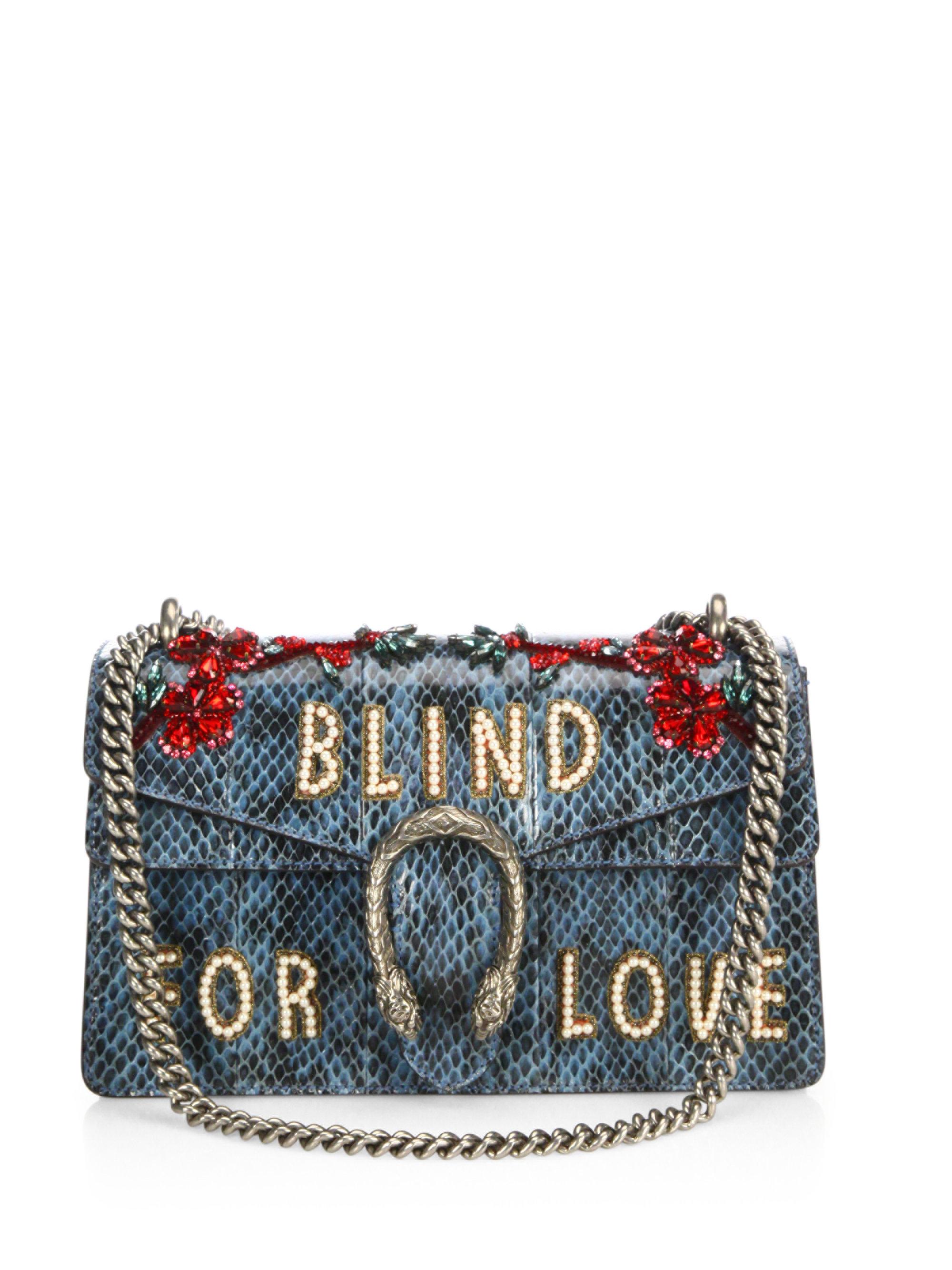Lyst - Gucci Dionysus Blind For Love Embroidered Snakeskin Shoulder Bag ...
