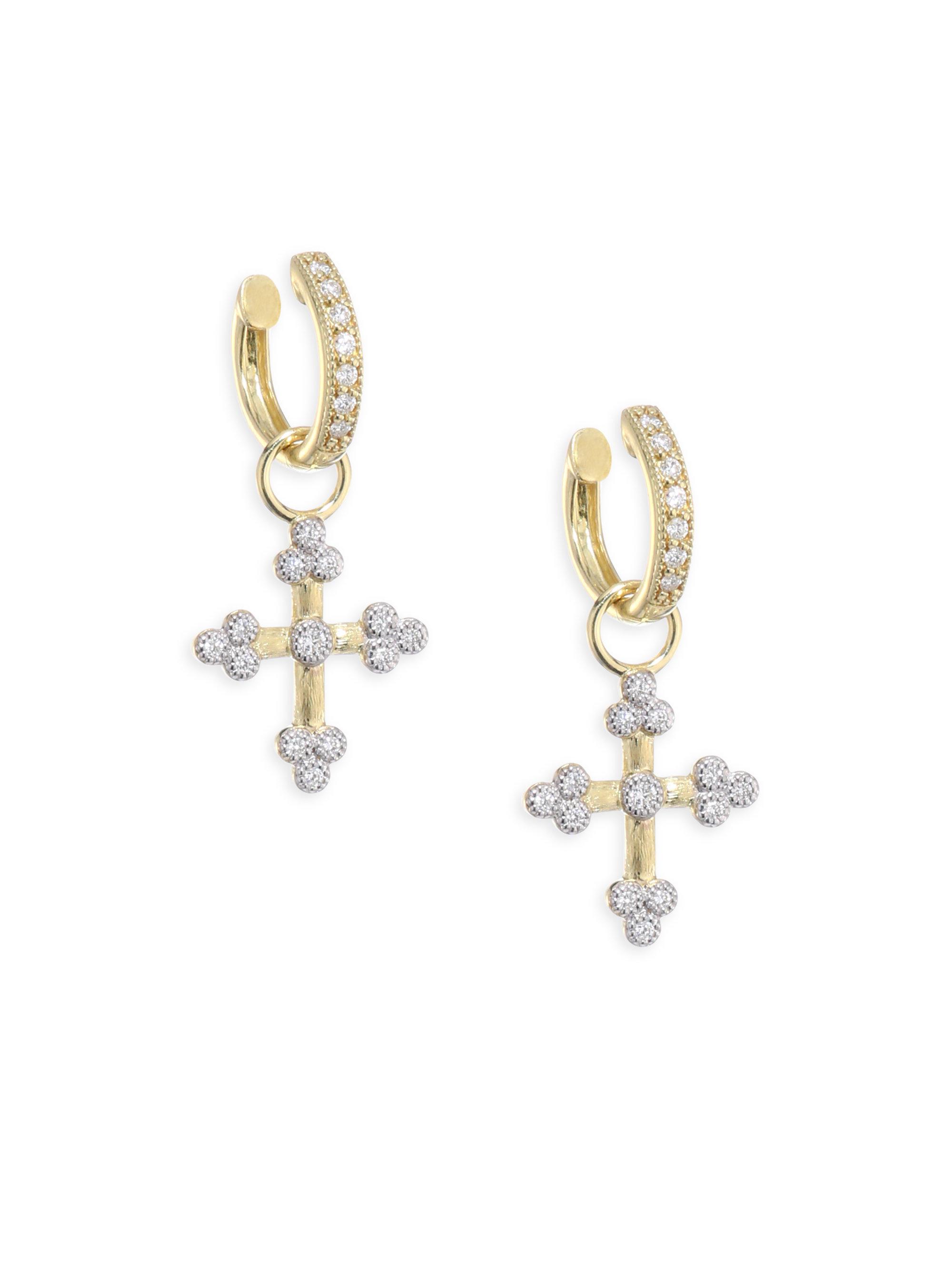 Lyst Jude Frances Provence Tiny Diamond Cross Earring Charms In Jude Frances Women S Metallic Provence Tiny Diamond Cross Earring Charms