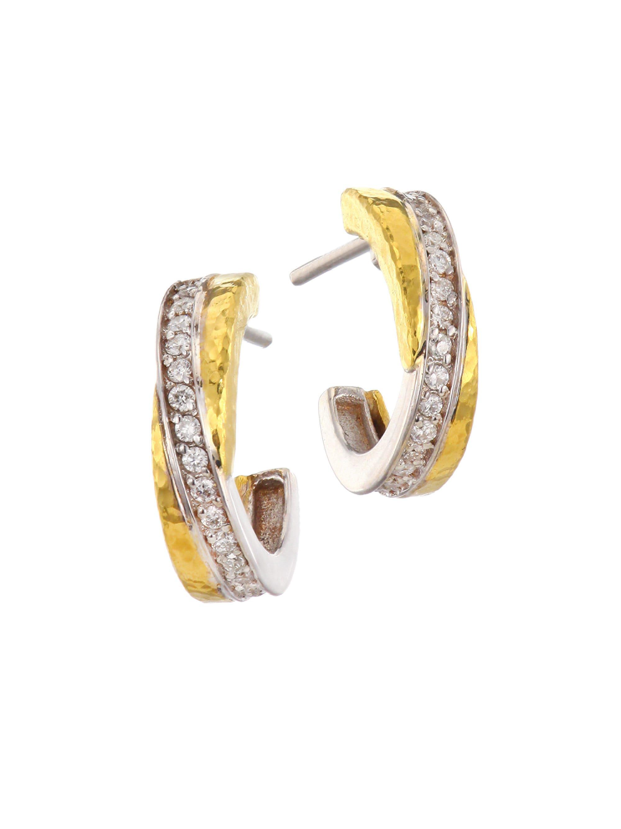 Lyst Gurhan Duet Two Tone 18k 24k Gold Diamond Pavé Hoop Gurhan Women S Metallic Duet Two Tone 18k 24k Gold Diamond Pavé Hoop Earrings