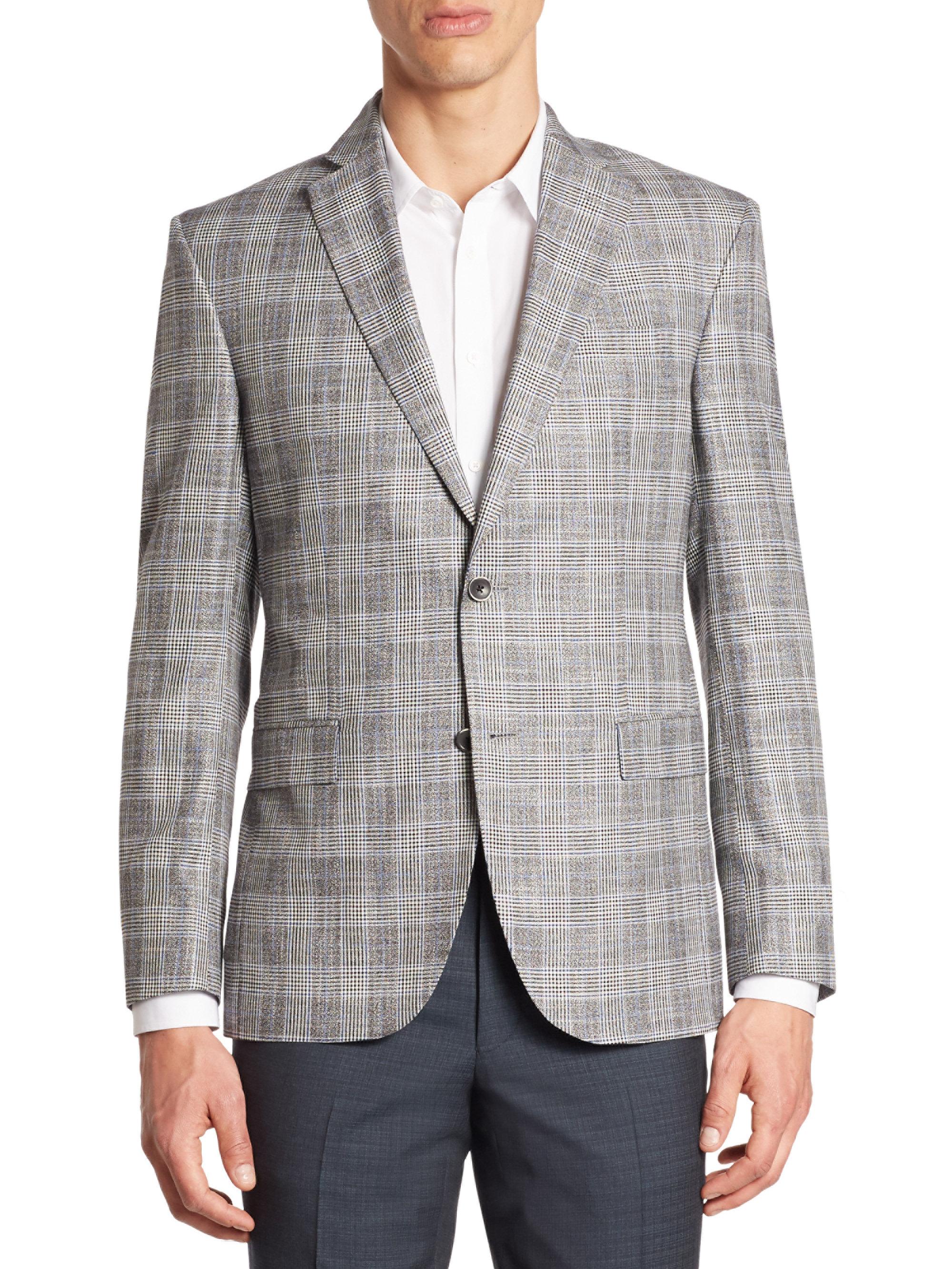 Lyst - Saks Fifth Avenue Multi Plaid Bamboo Jacket in Black for Men