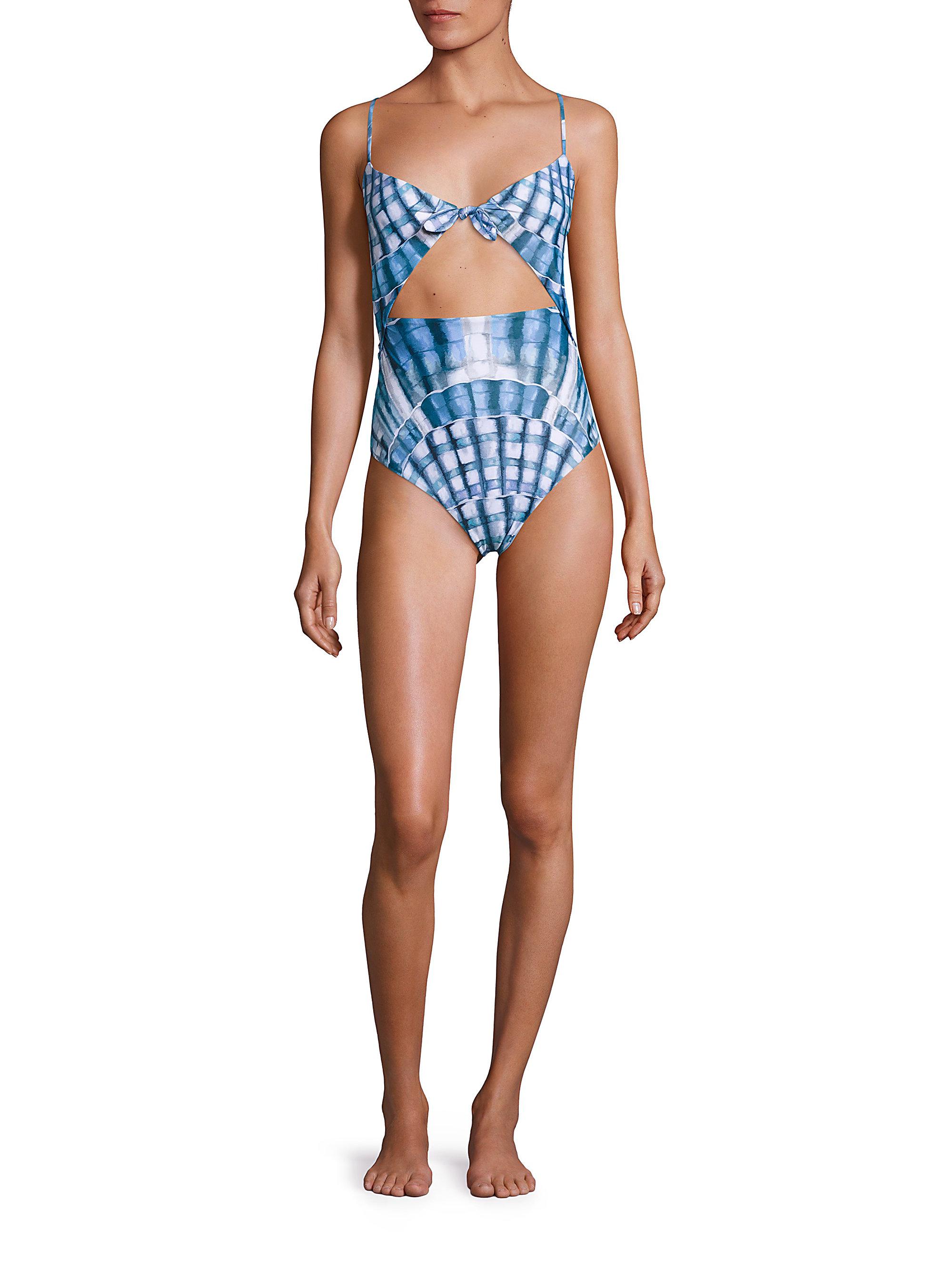 Lyst Mara Hoffman Onepiece Tie Front Swimsuit in Blue