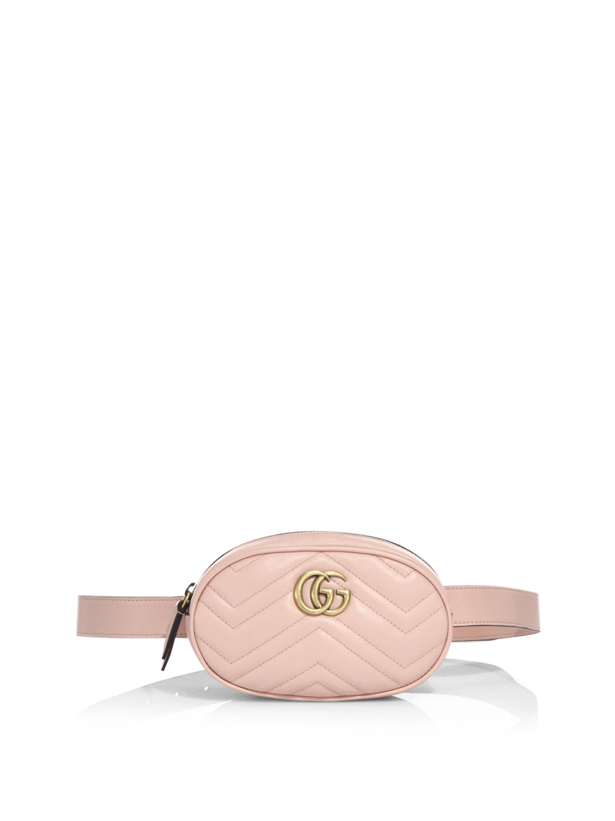 Gucci Gg Marmont Matelasse Leather Belt Bag in Pink - Lyst