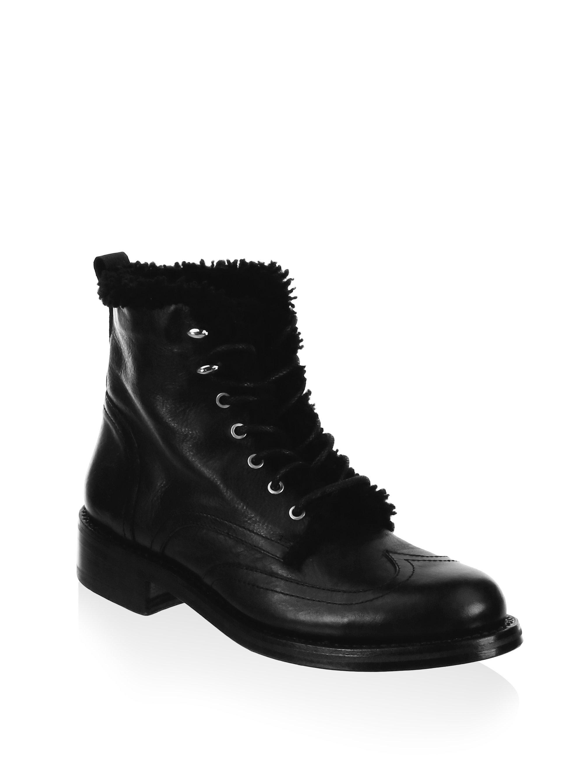 Lyst - Rag & Bone Cozen Shearling Combat Boots in Black