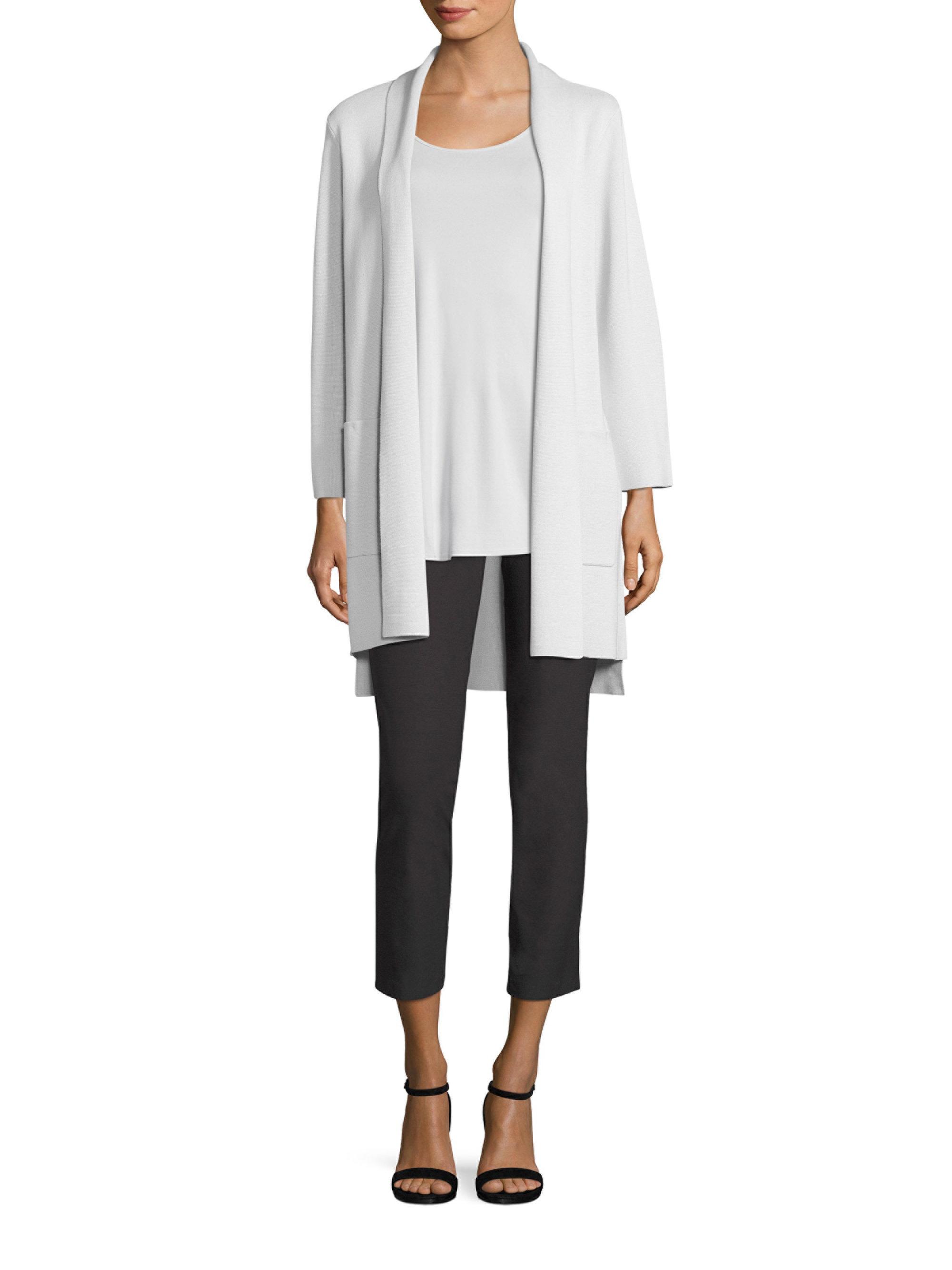 Eileen Fisher Silk & Organic Cotton Kimono Cardigan in White Lyst