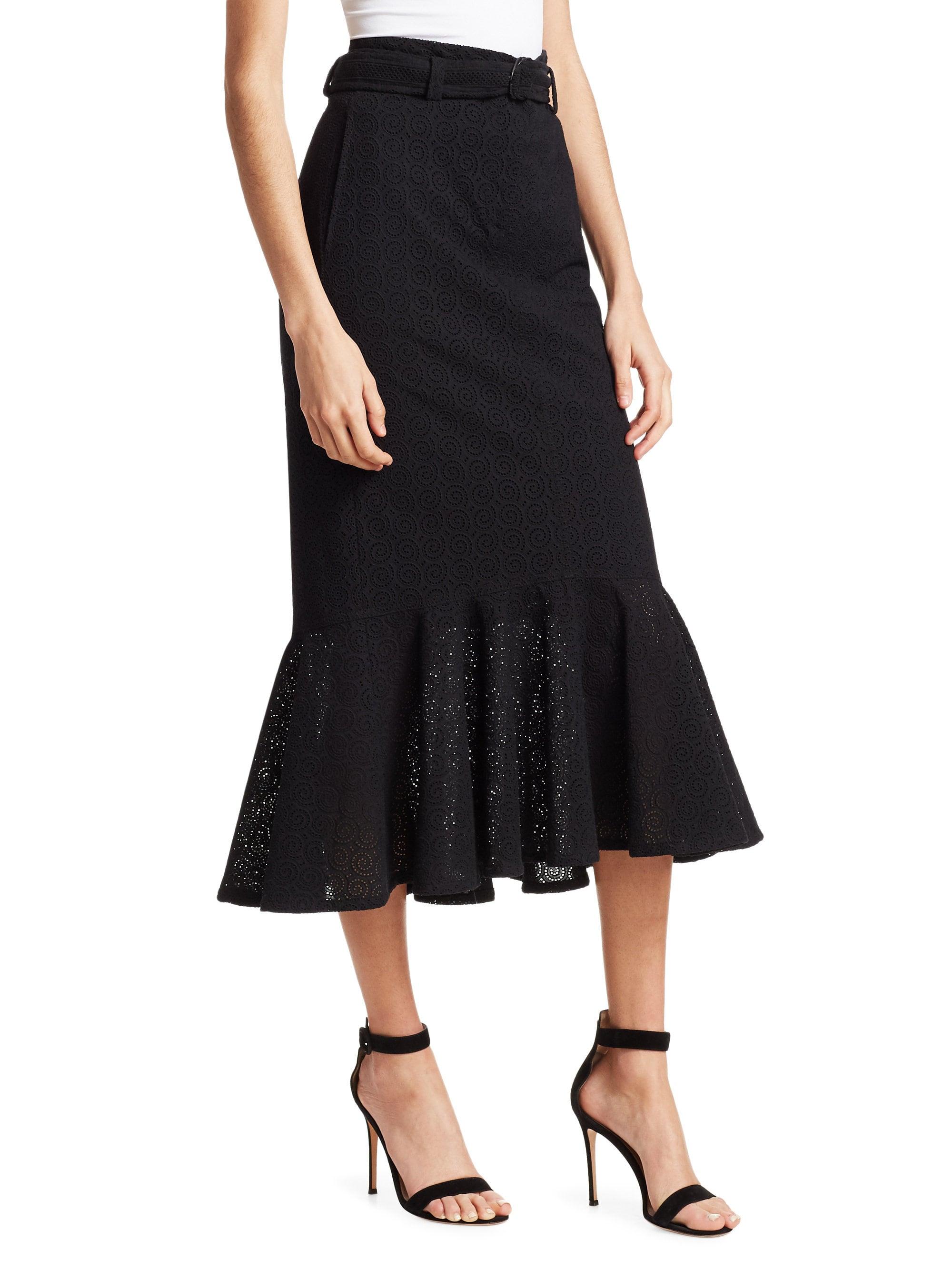 A.L.C. Women's Hinton Lace Eyelet Hem Midi Skirt - Black in Black - Lyst