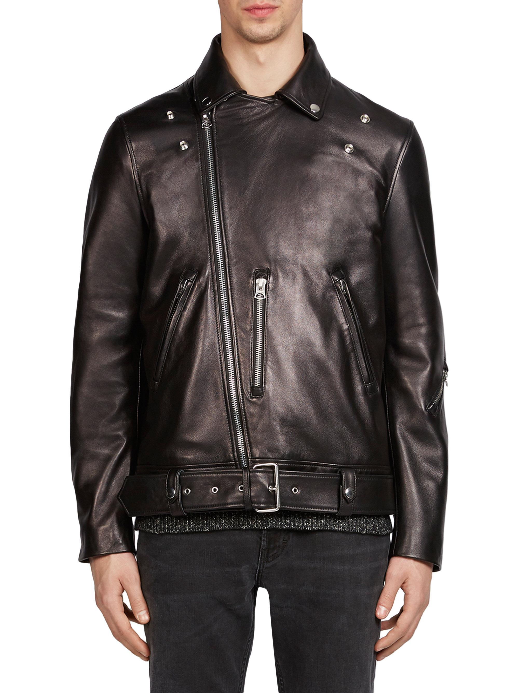 Acne Nate Clean Leather Moto Jacket In Black For Men Lyst Acne Studios Men S Black Nate Clean Leather Moto Jacket