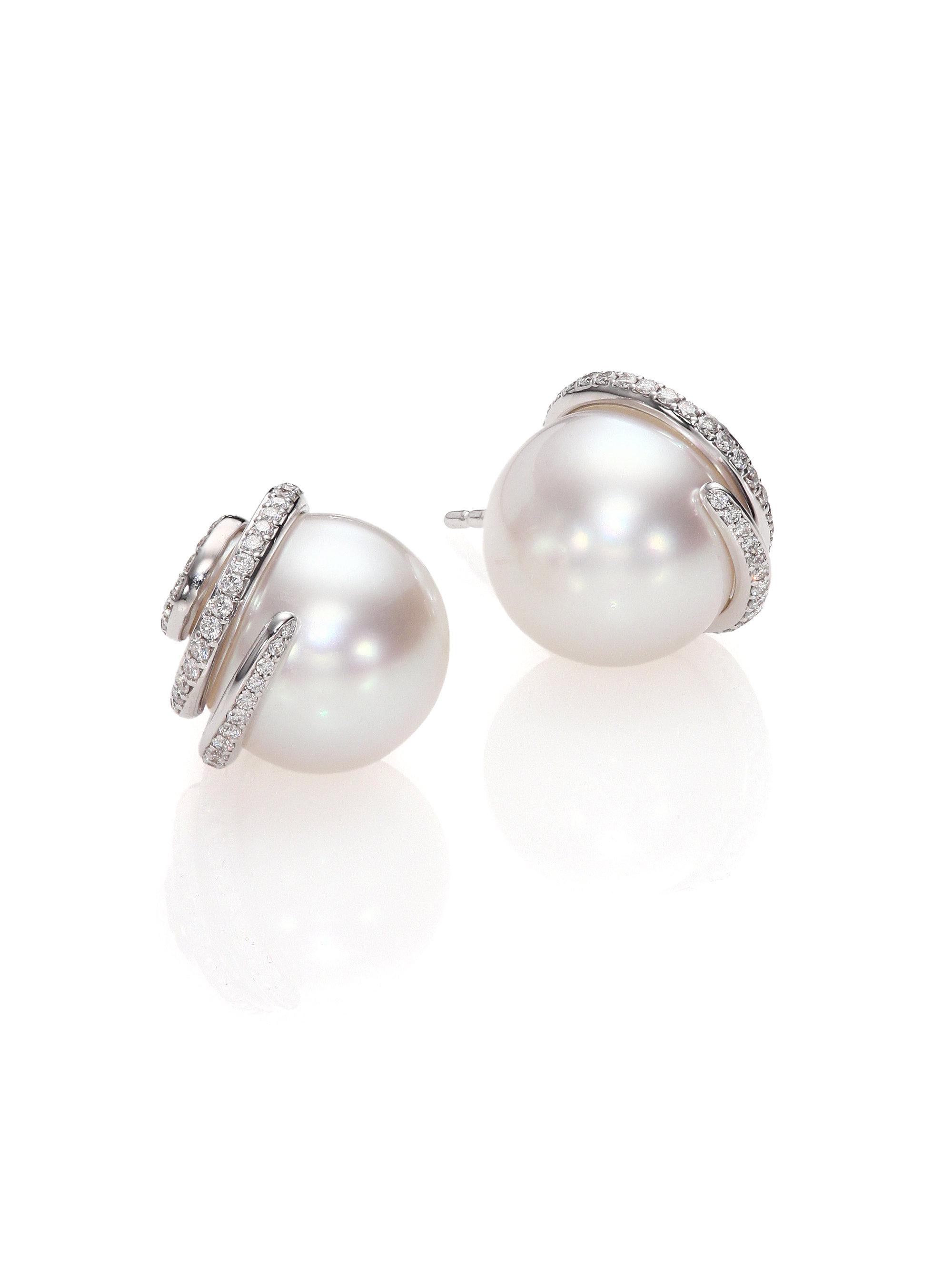 Lyst Mikimoto Twist 11mm White Cultured South Sea Pearl Diamond Gallery