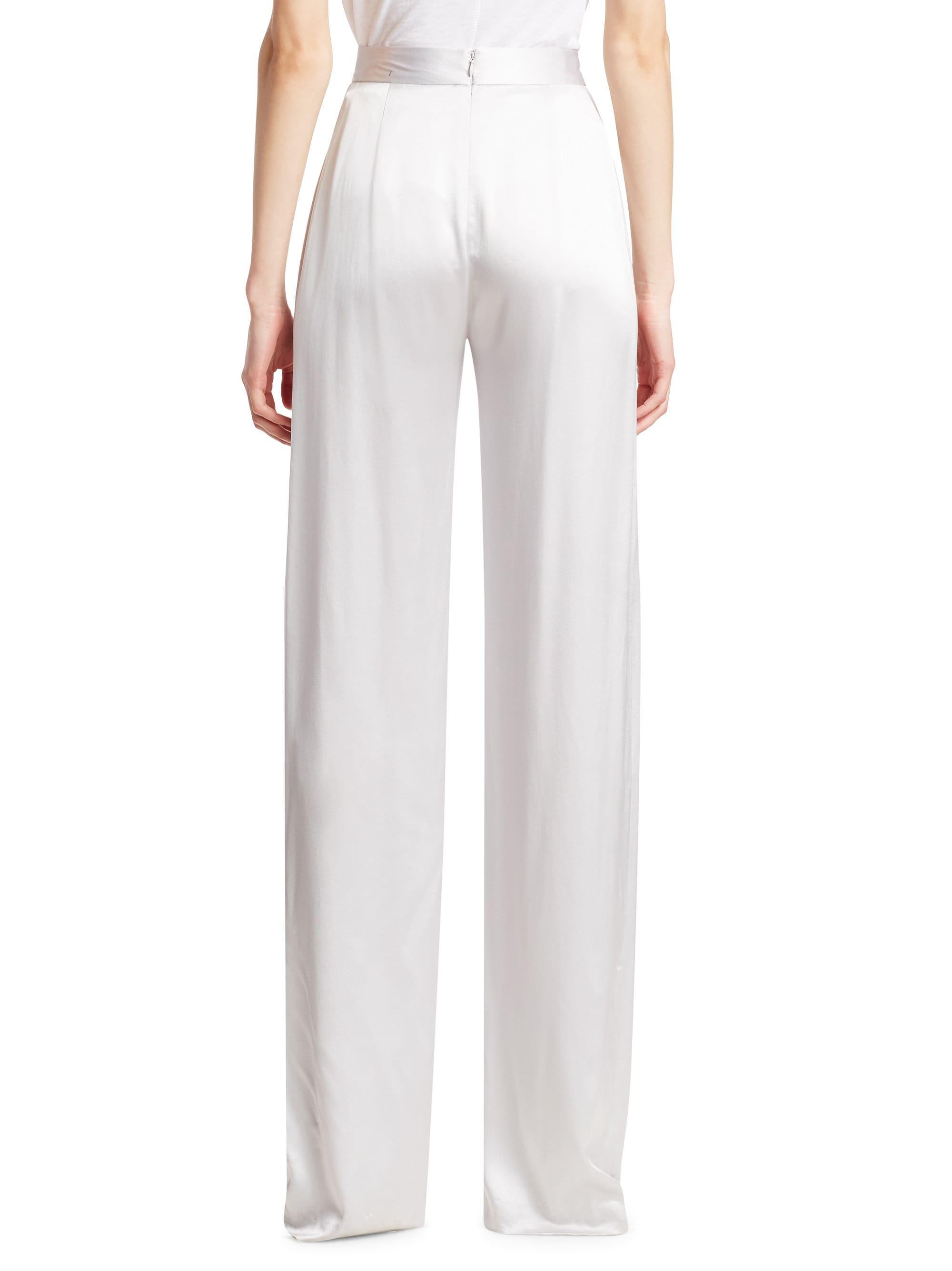 Brandon Maxwell Sueded Charmeuse Wide-leg Pants in Metallic - Lyst
