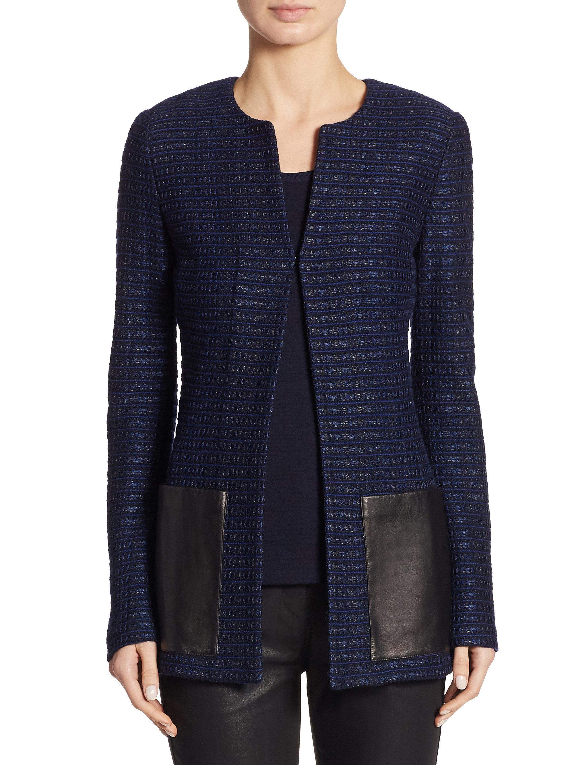 Lyst - St. John Wool Tweed Jacket in Blue