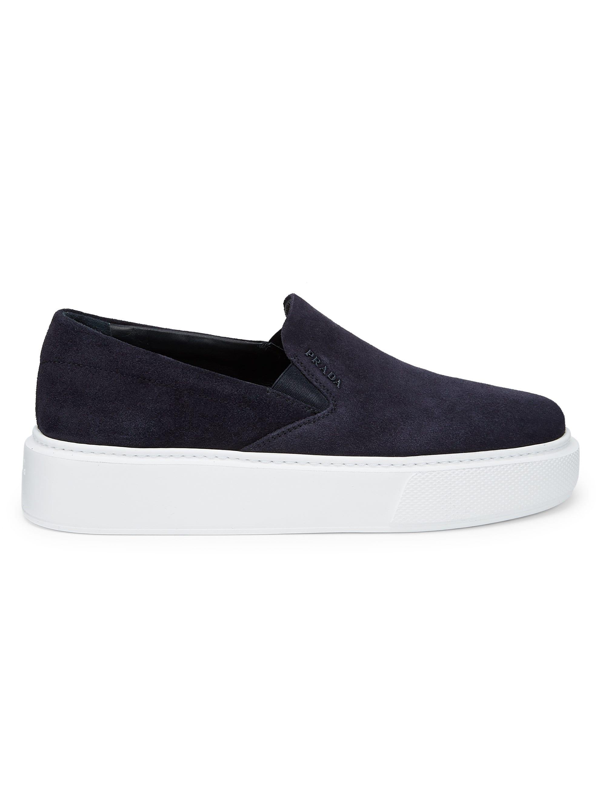 Prada Suede Skate Sneakers in Blue - Lyst