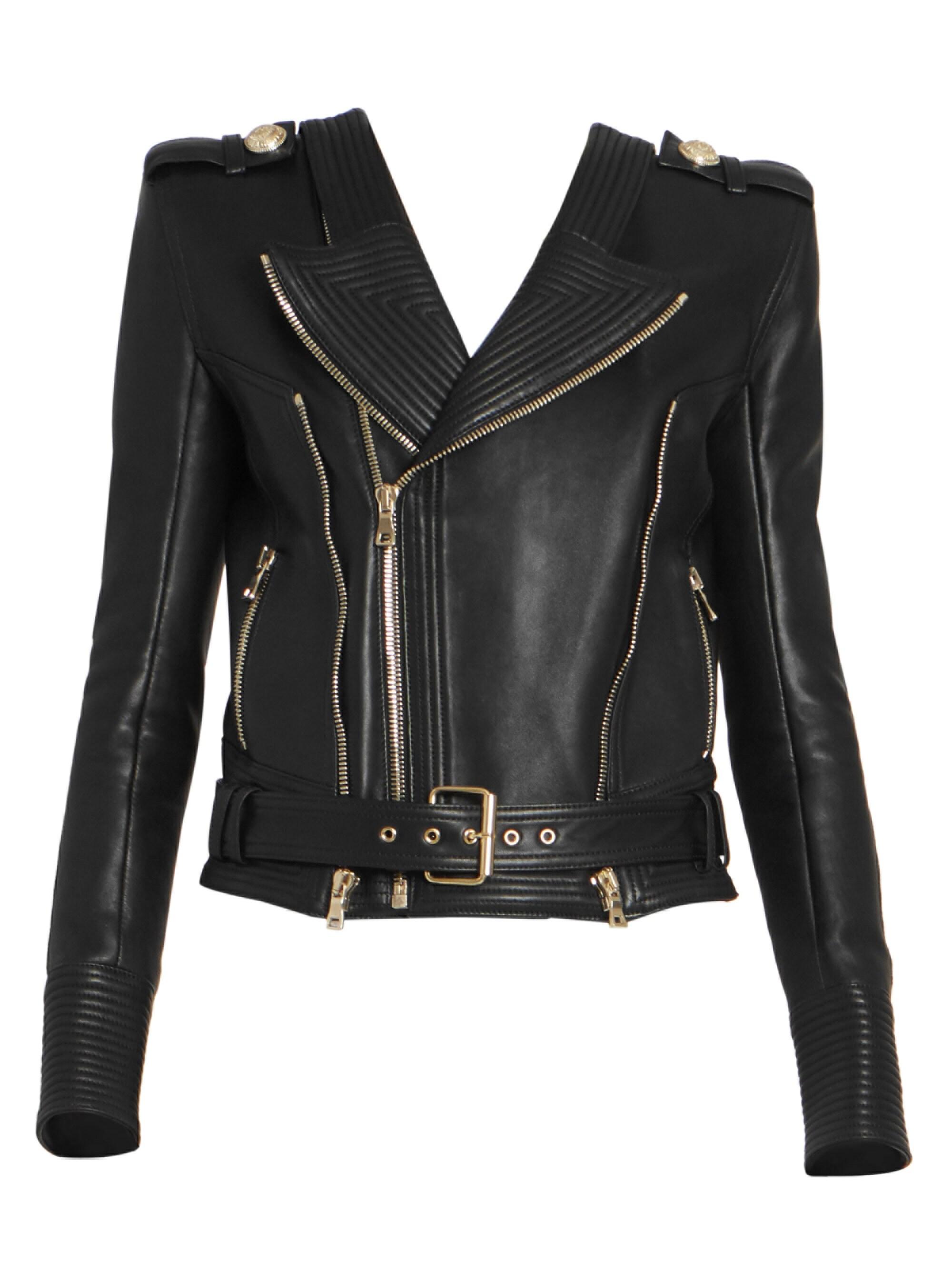 Balmain Women's Leather Moto Jacket - Black in Black - Lyst