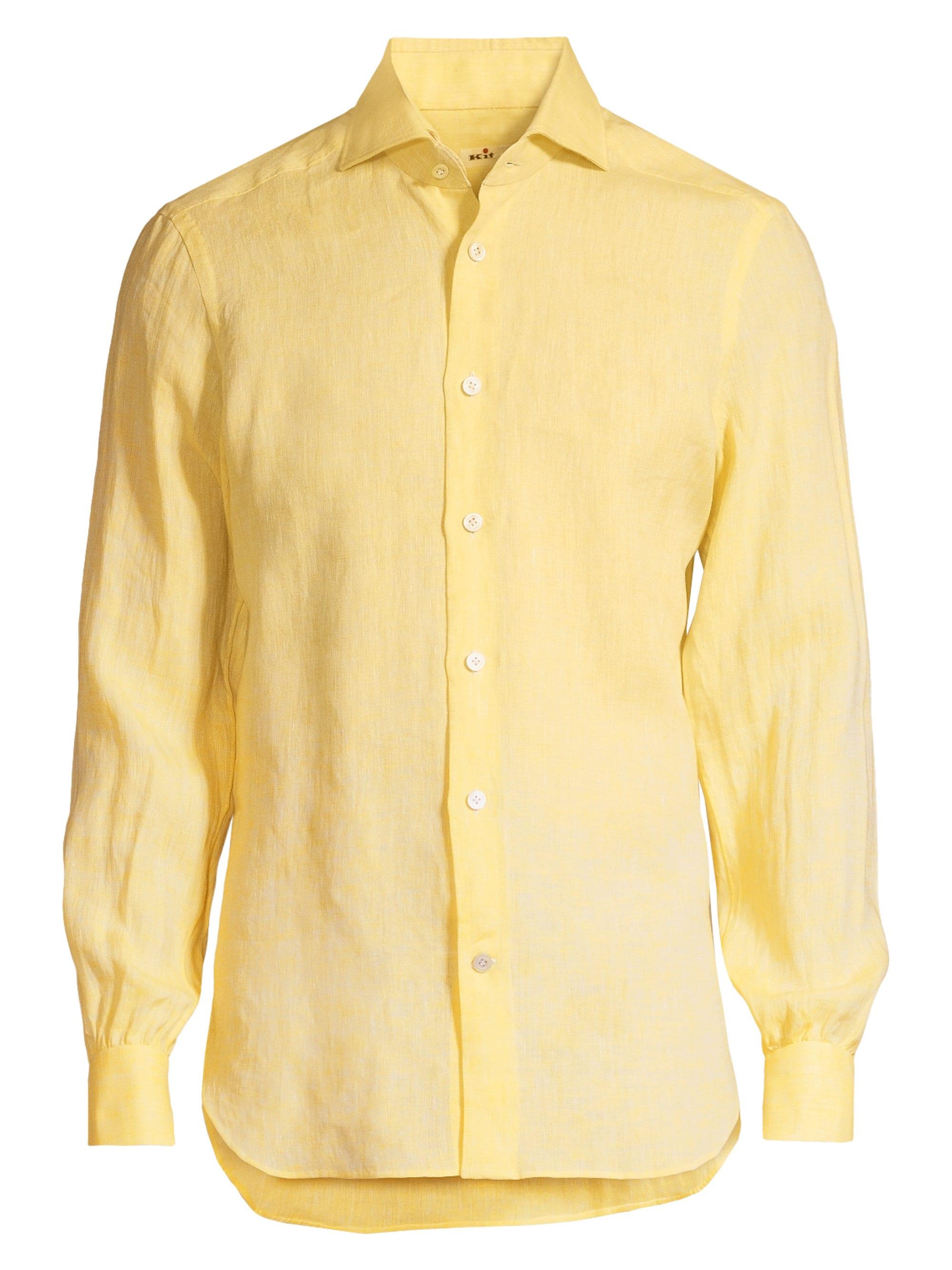 mens yellow button up shirt