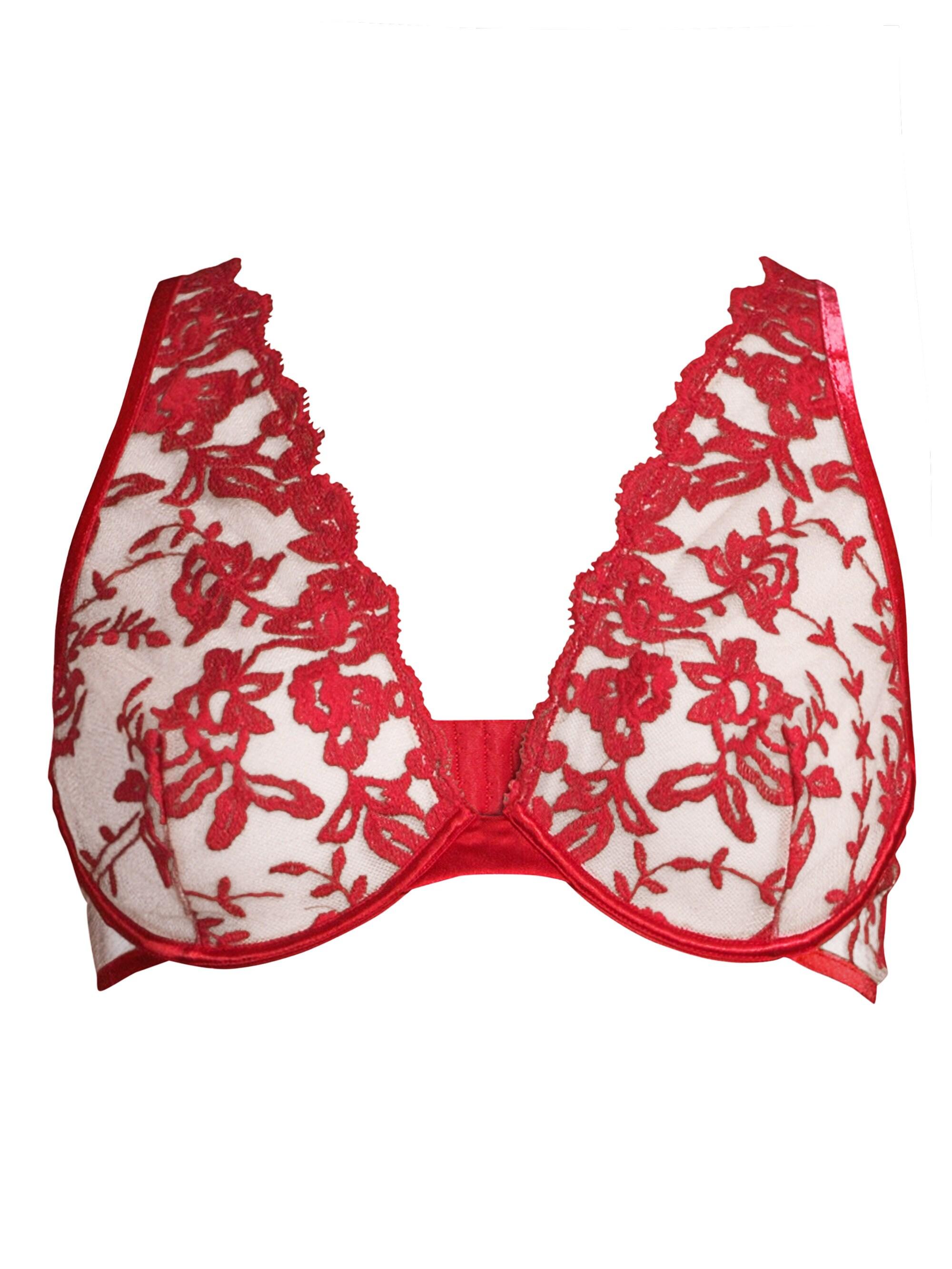 Cosabella Rosie Floral Velvet Underwire Bra in Red - Lyst