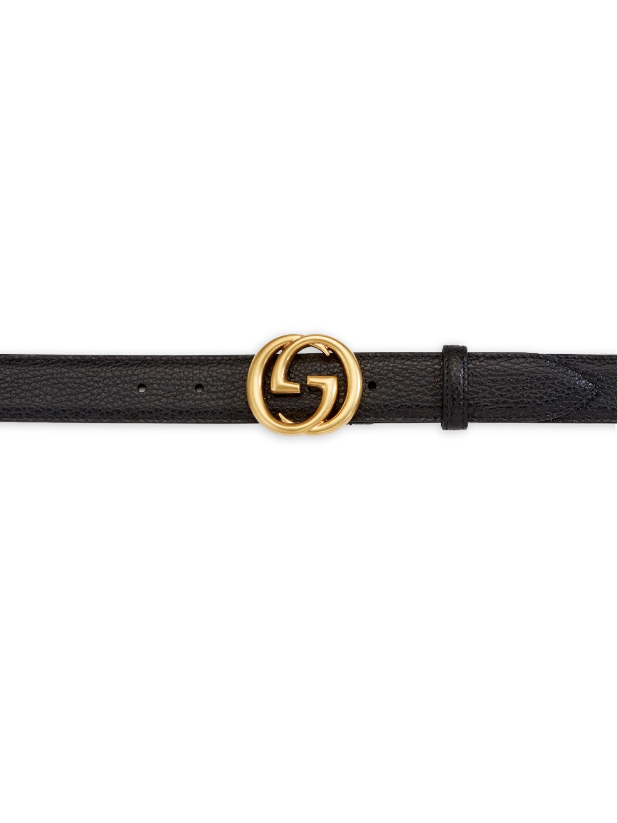 Lyst - Gucci Men&#39;s Interlocking GG Leather Belt - Black in Black for Men