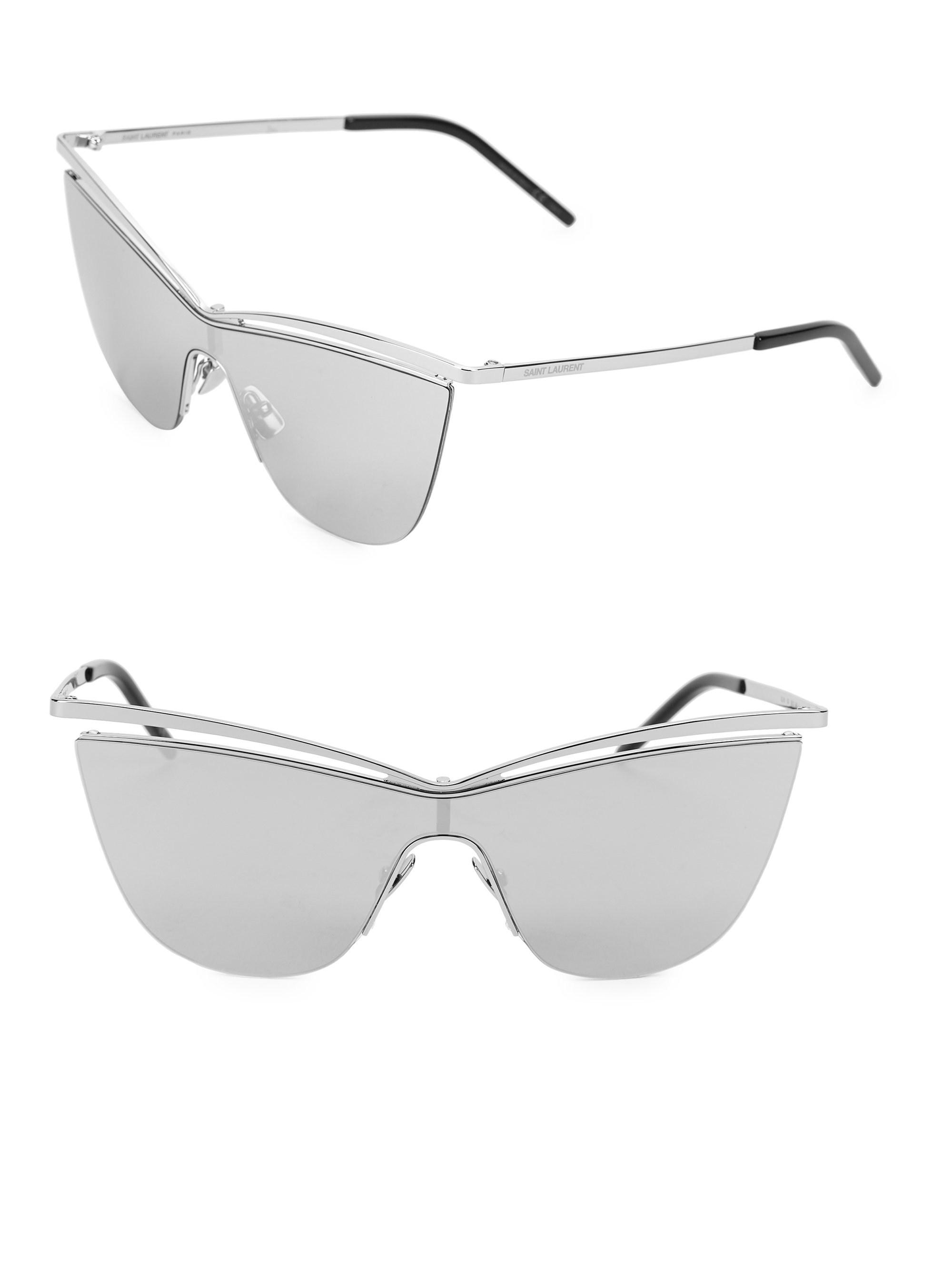 Saint Laurent Metal  99mm Cat  Eye Sunglasses in Silver  