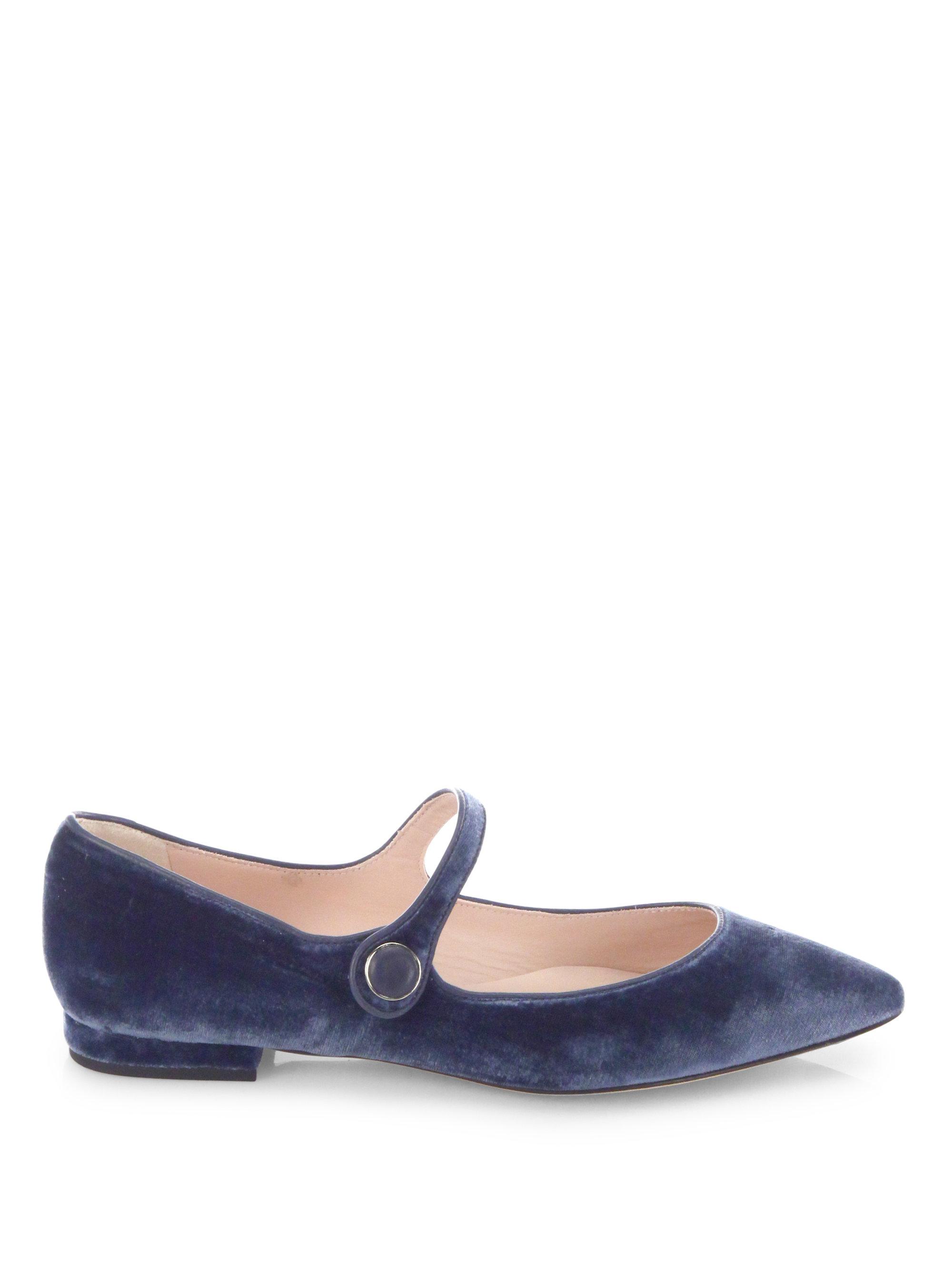 Lyst - L.K.Bennett Velvet Mary Jane Point Toe Flats in Blue