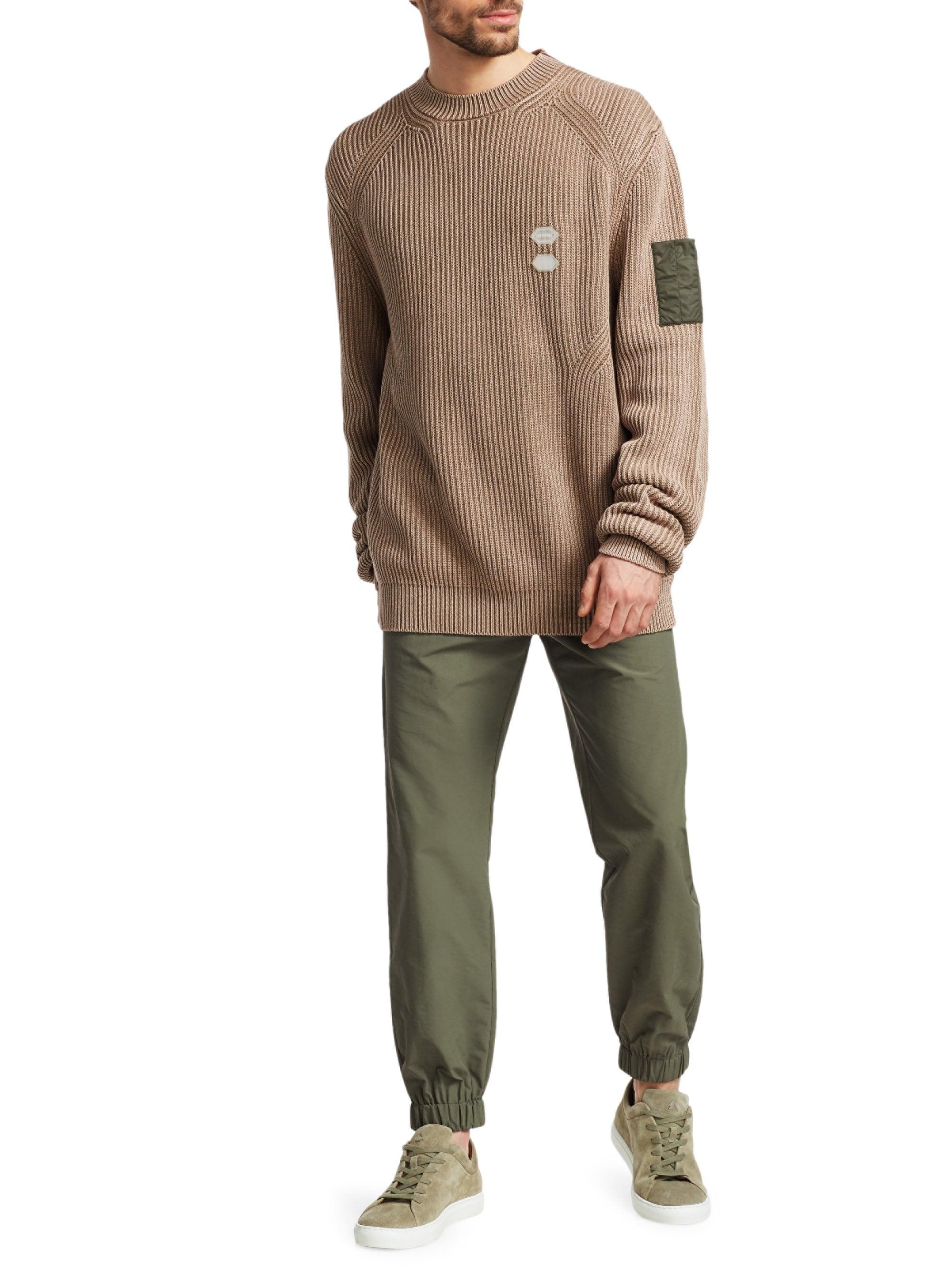 green joggers with white stripe