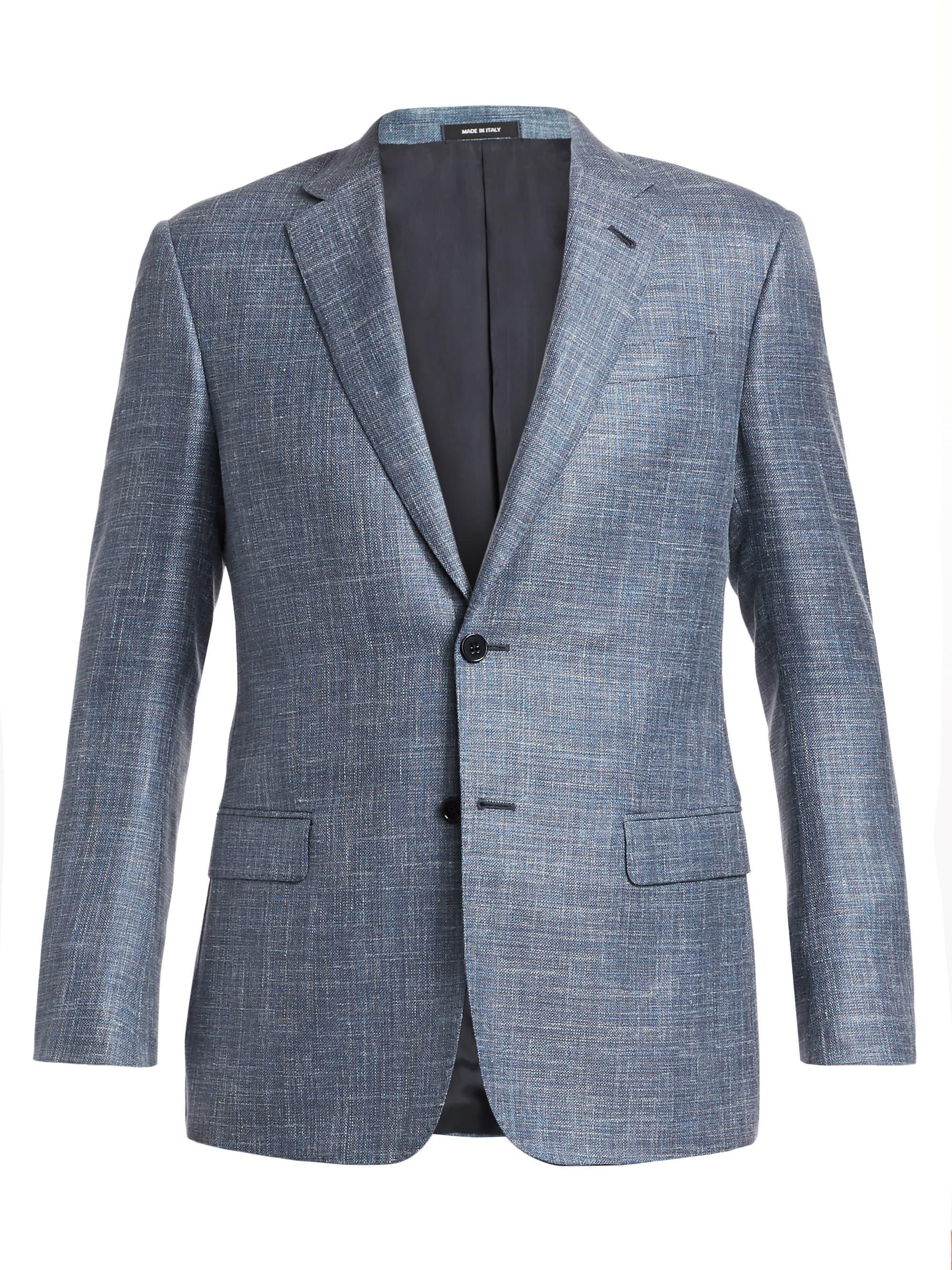 Giorgio Armani Wool & Silk Melange Single-breasted Jacket in Blue for ...