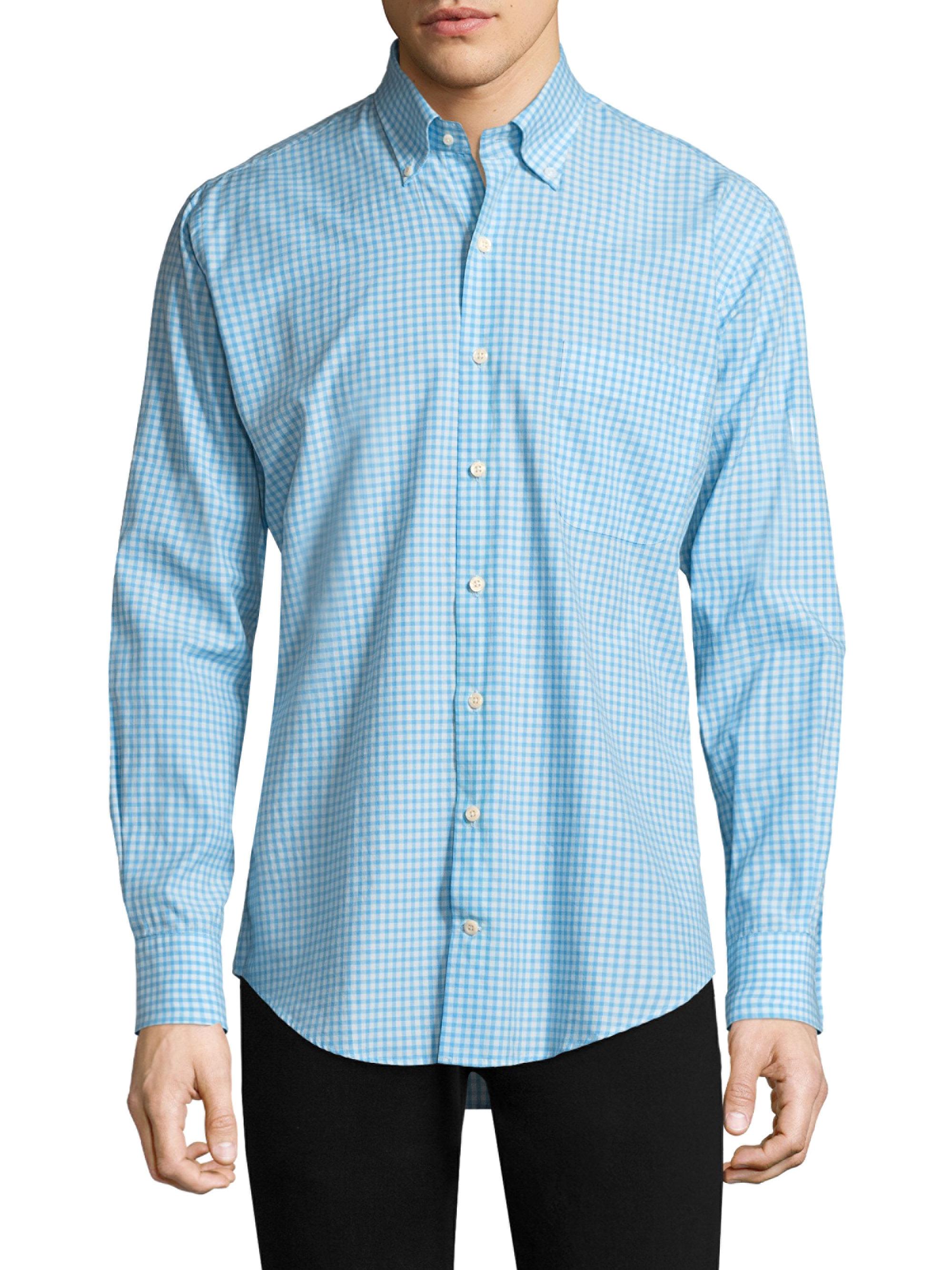 Lyst - Peter Millar Checkered Cotton Button-down Shirt in Blue for Men