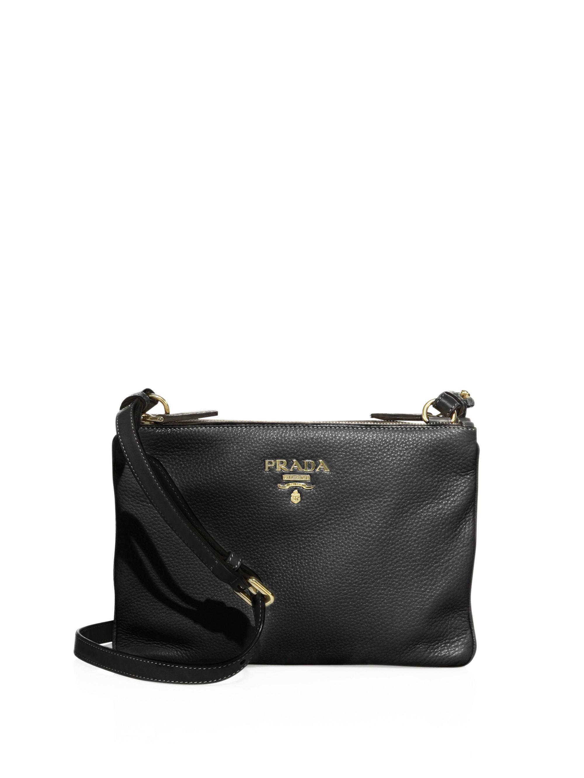 Lyst - Prada Daino Small Leather Cross-Body Bag in Black