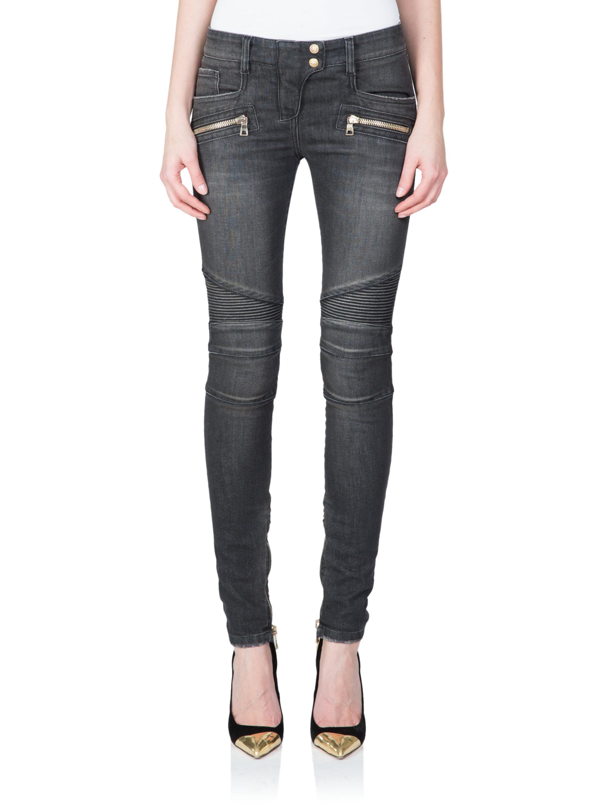 gray moto jeans