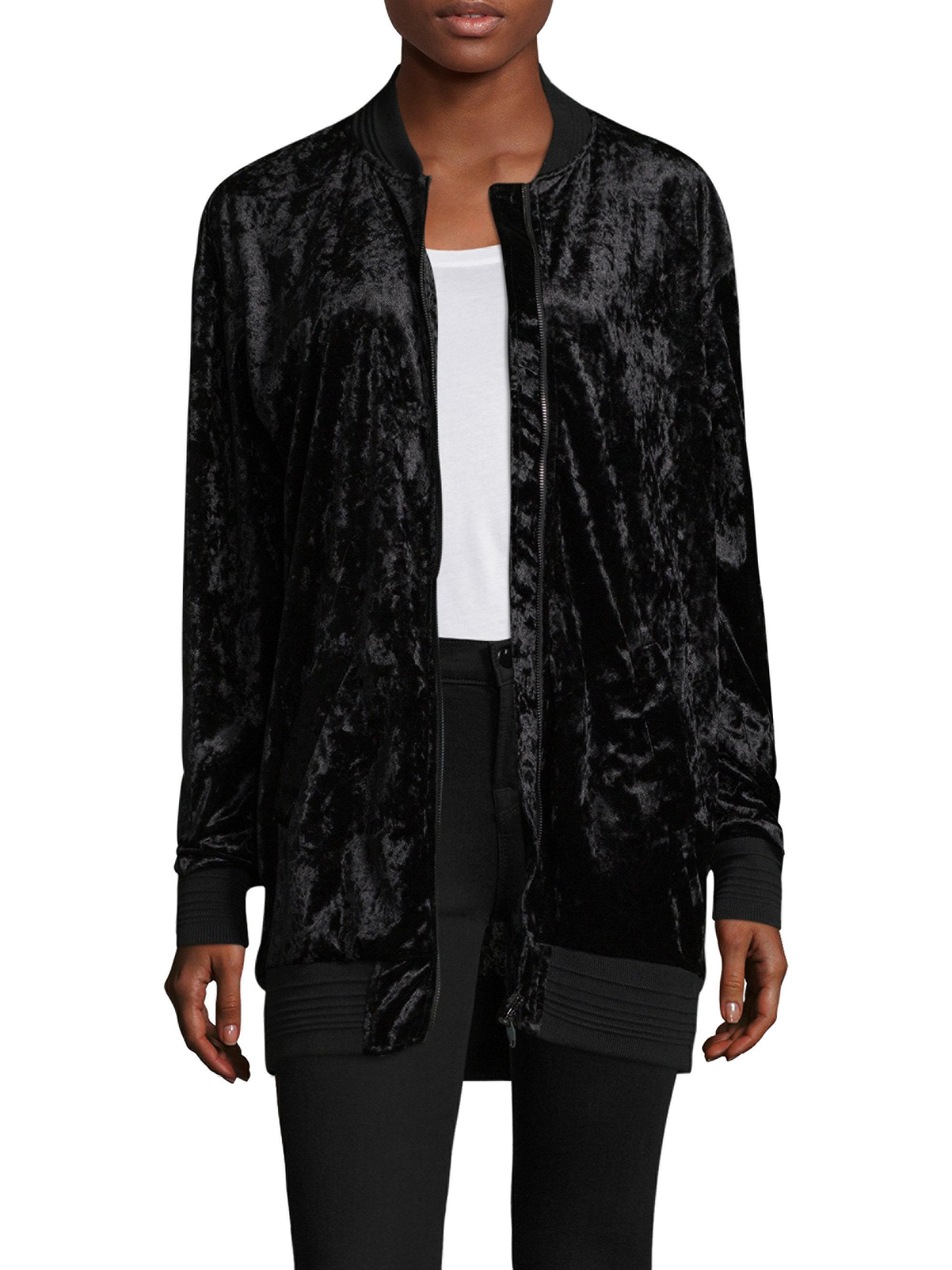 Lyst Twenty Langston Crushed Velvet Bomber Jacket In Black 1168