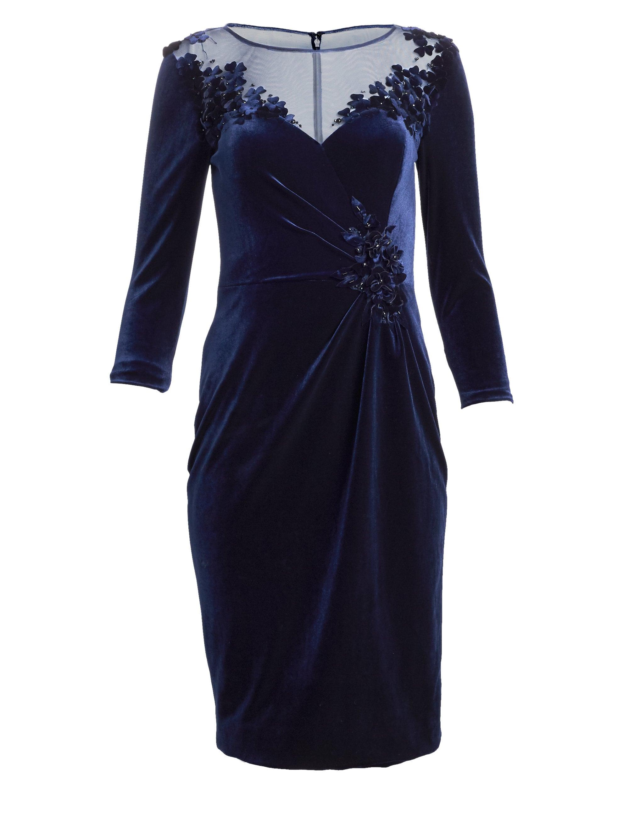 Lyst - Teri Jon Women's Embellished Velvet Cocktail Dress - Midnight ...