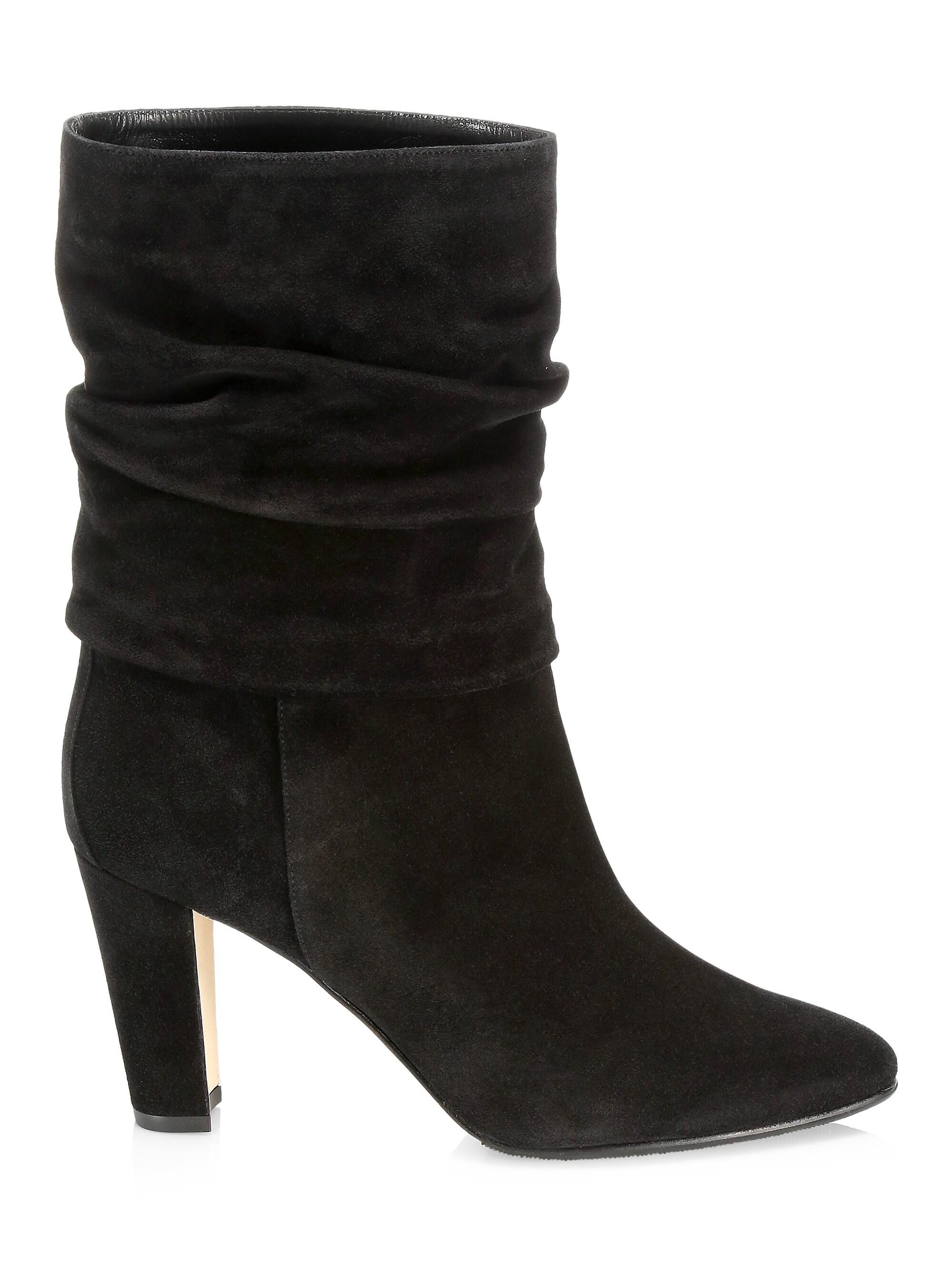 Manolo Blahnik Women�s Ruched Midcalf Suede Boots Grey
